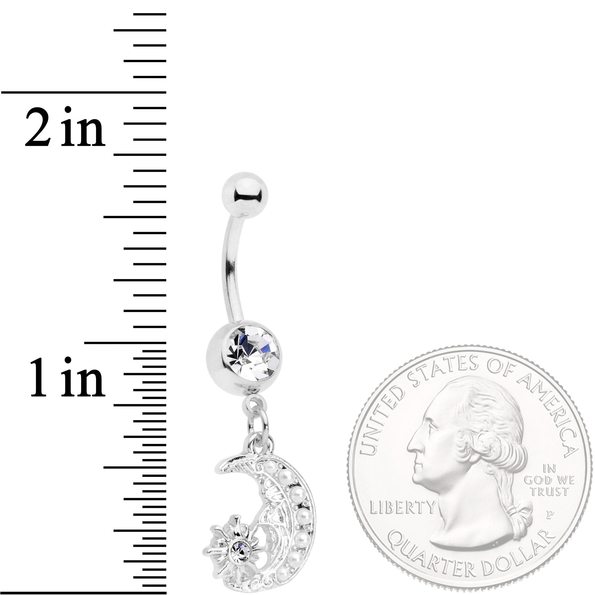 Clear Gem Peaceful Night Star Moon Dangle Belly Ring