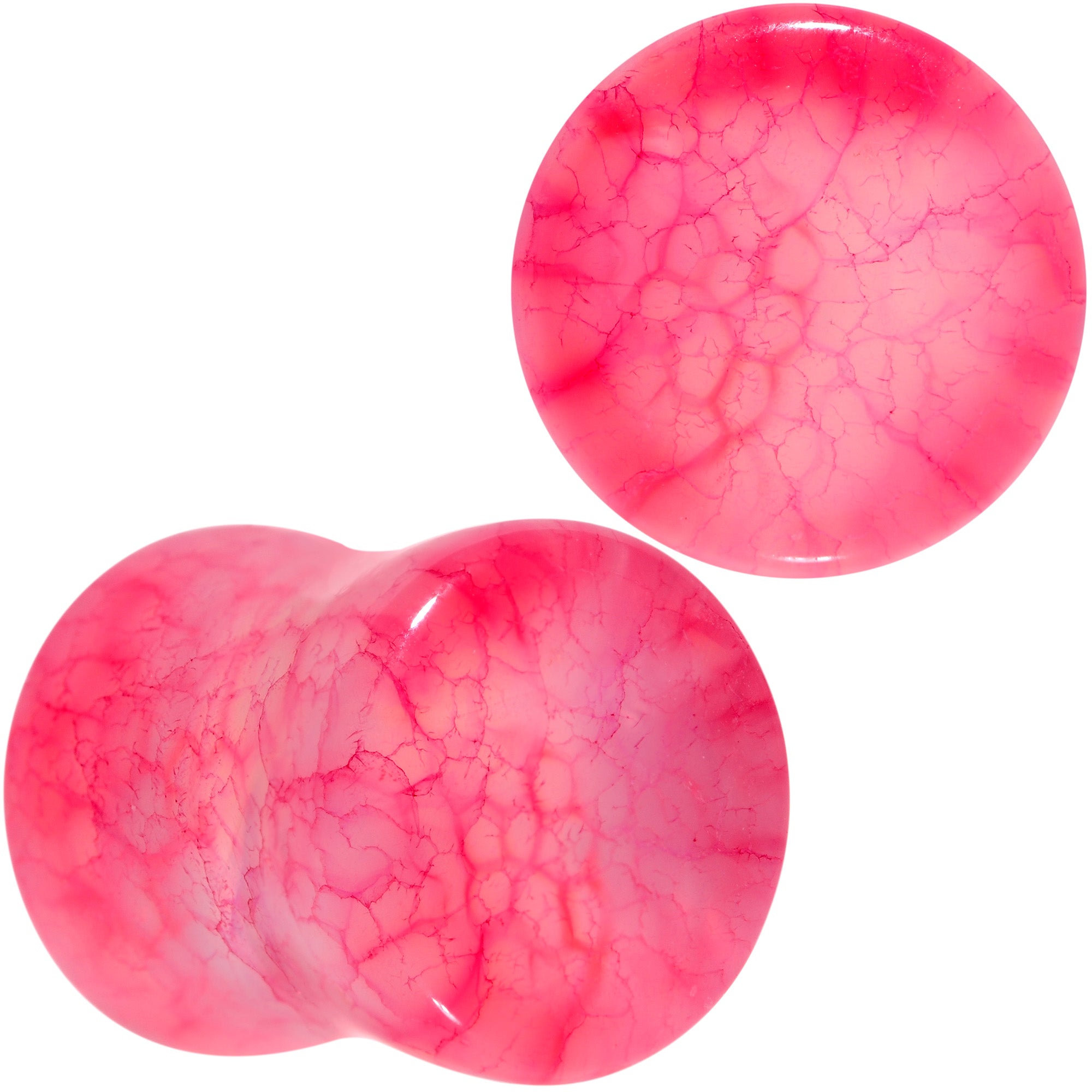 Red Agate Stone Saddle Plug Set Available in Sizes 0G to 25mm