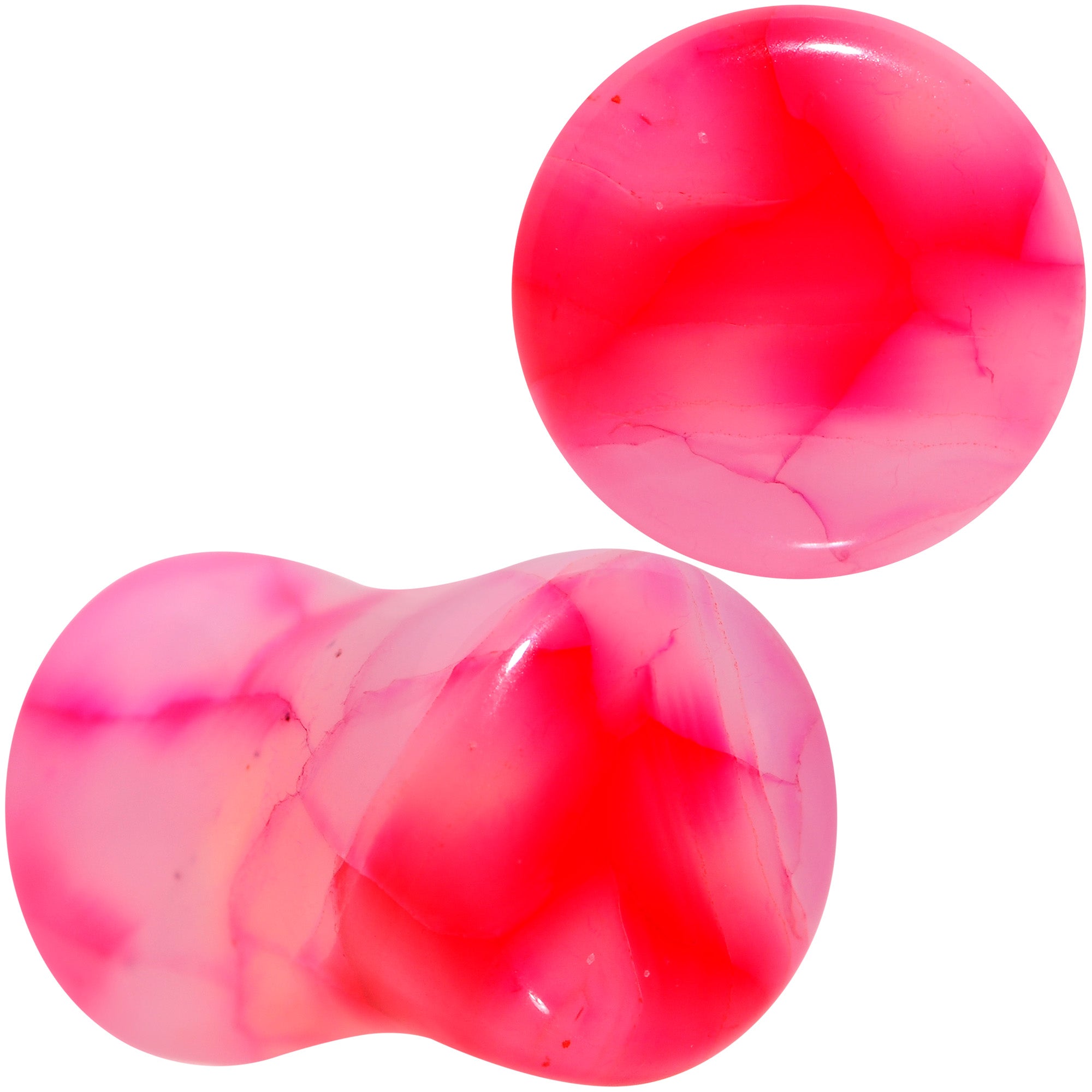Red Agate Stone Saddle Plug Set Available in Sizes 0G to 25mm