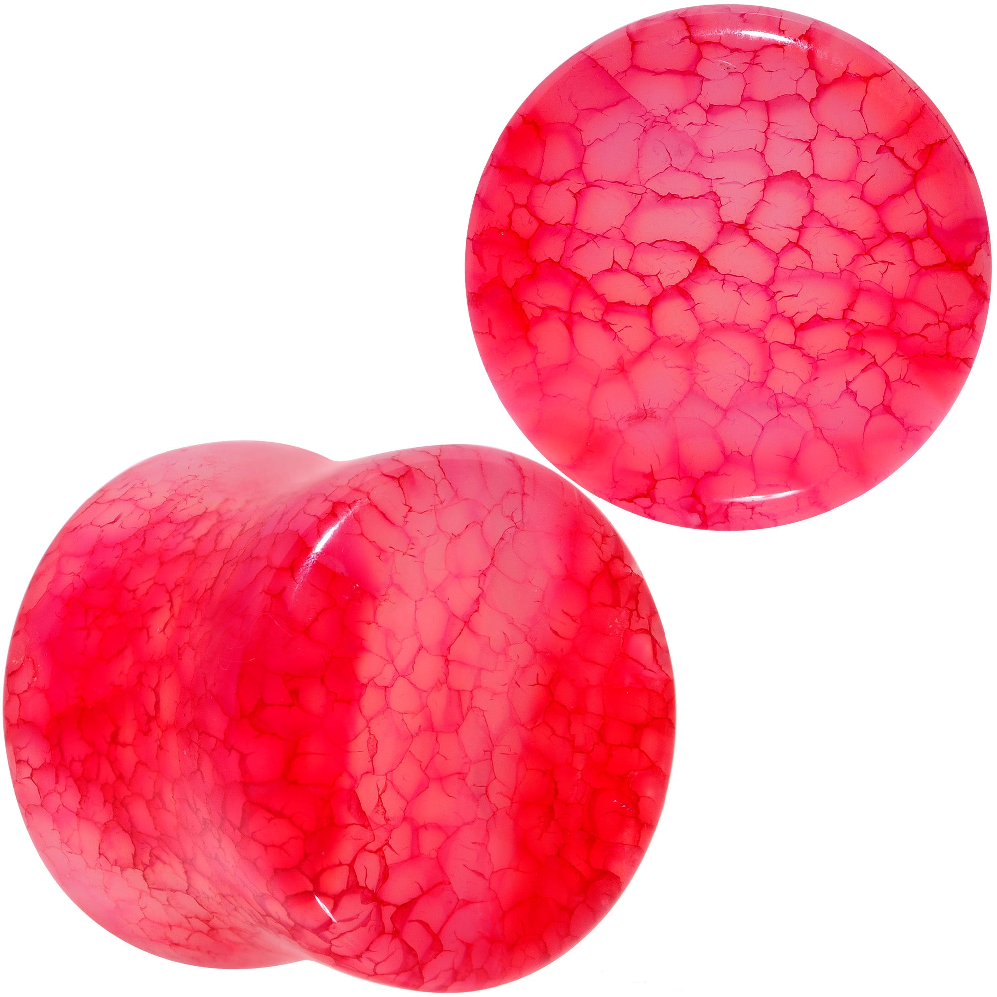 Red Agate Stone Saddle Plug Set Available in Sizes 0G to 25mm