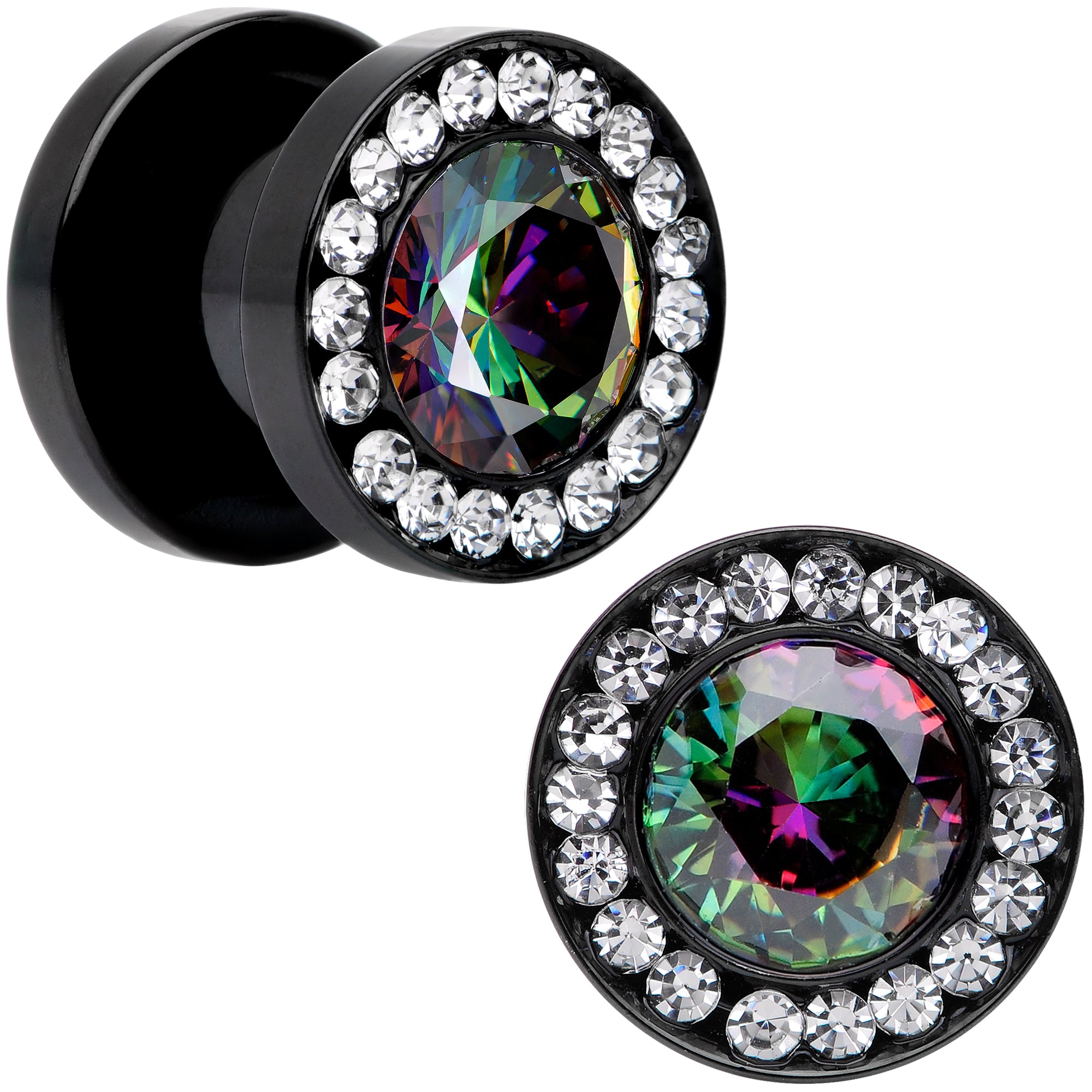 Vitrail Clear CZ Gem Black Hypnotic Screw Fit Plug Set