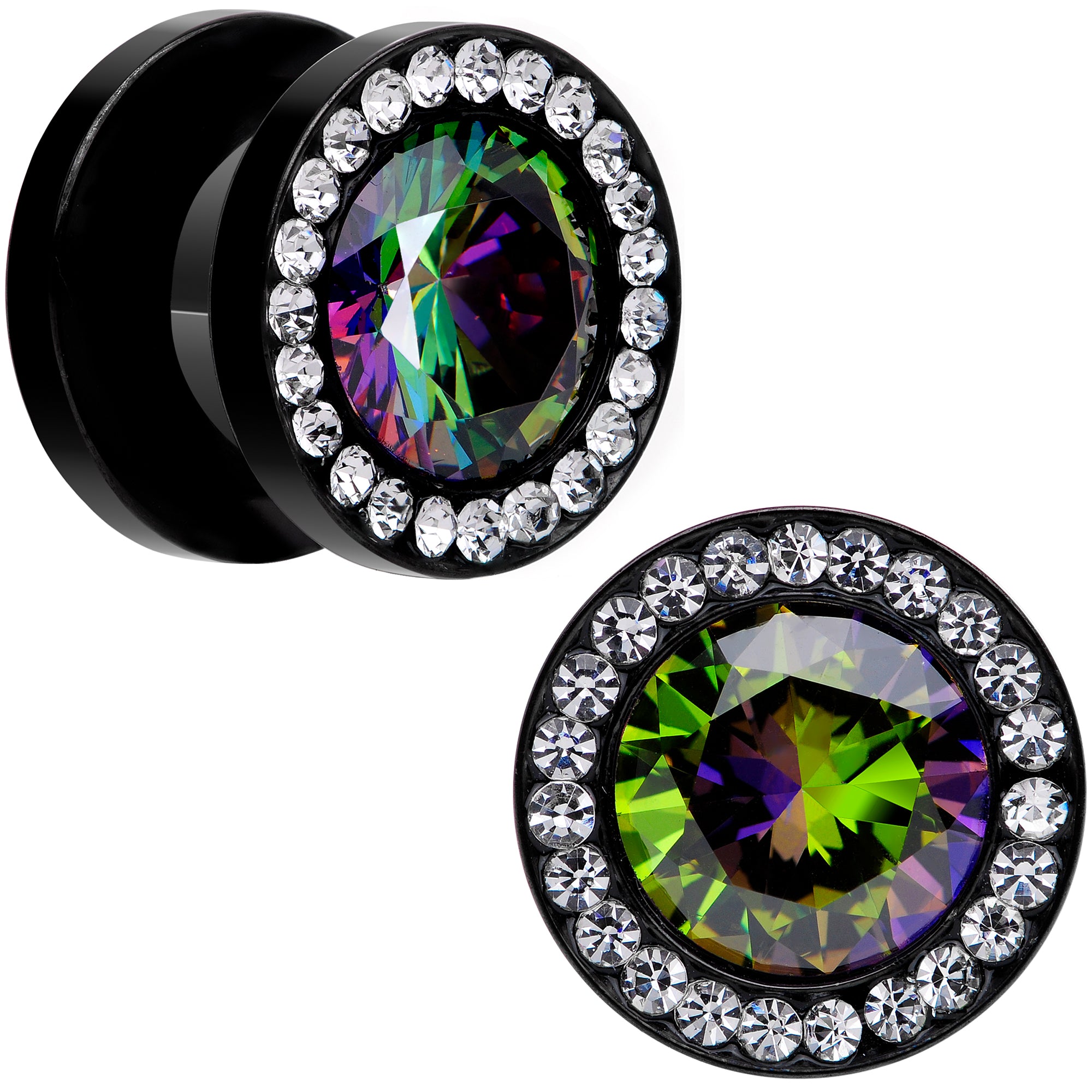 Vitrail Clear CZ Gem Black Hypnotic Screw Fit Plug Set