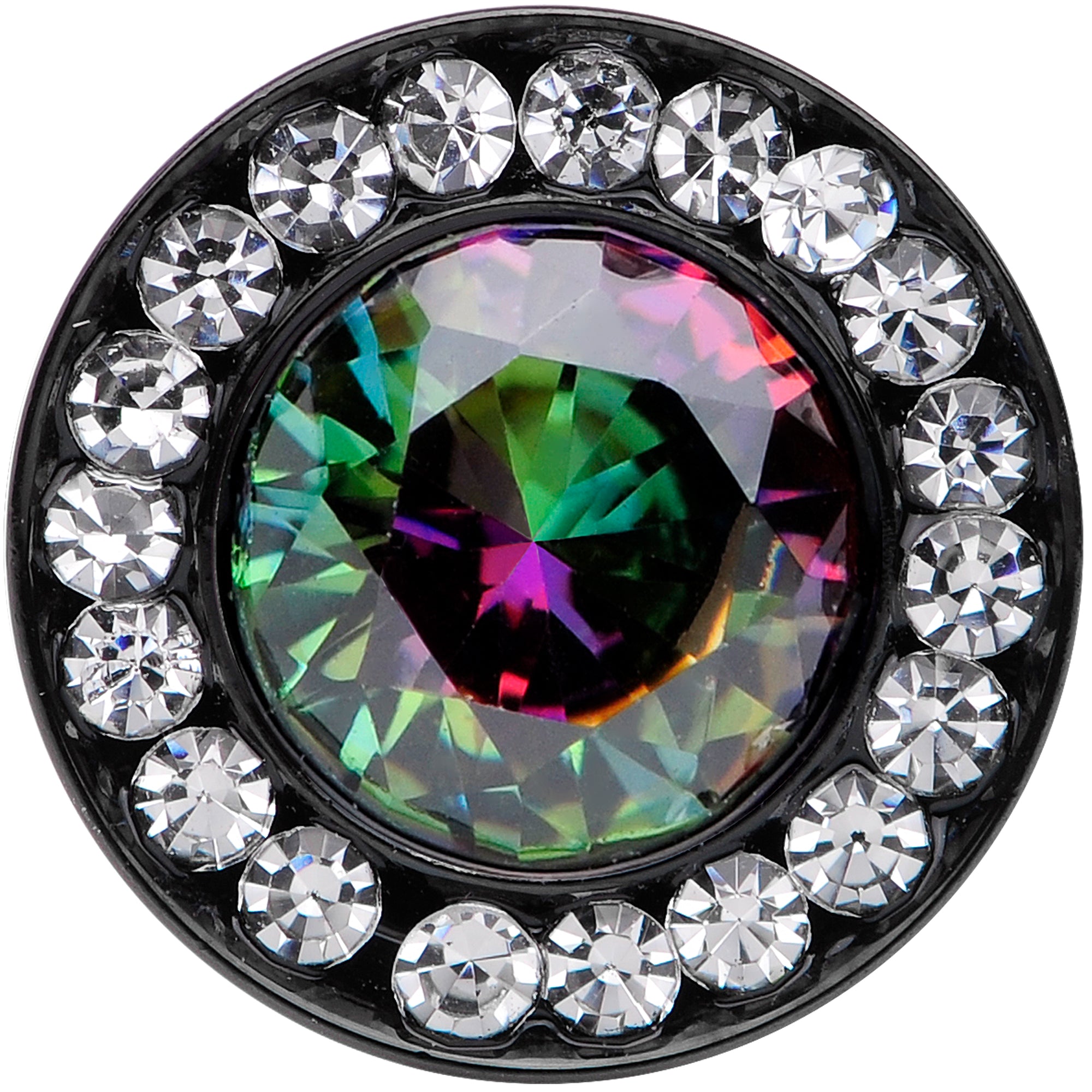 Vitrail Clear CZ Gem Black Hypnotic Screw Fit Plug Set