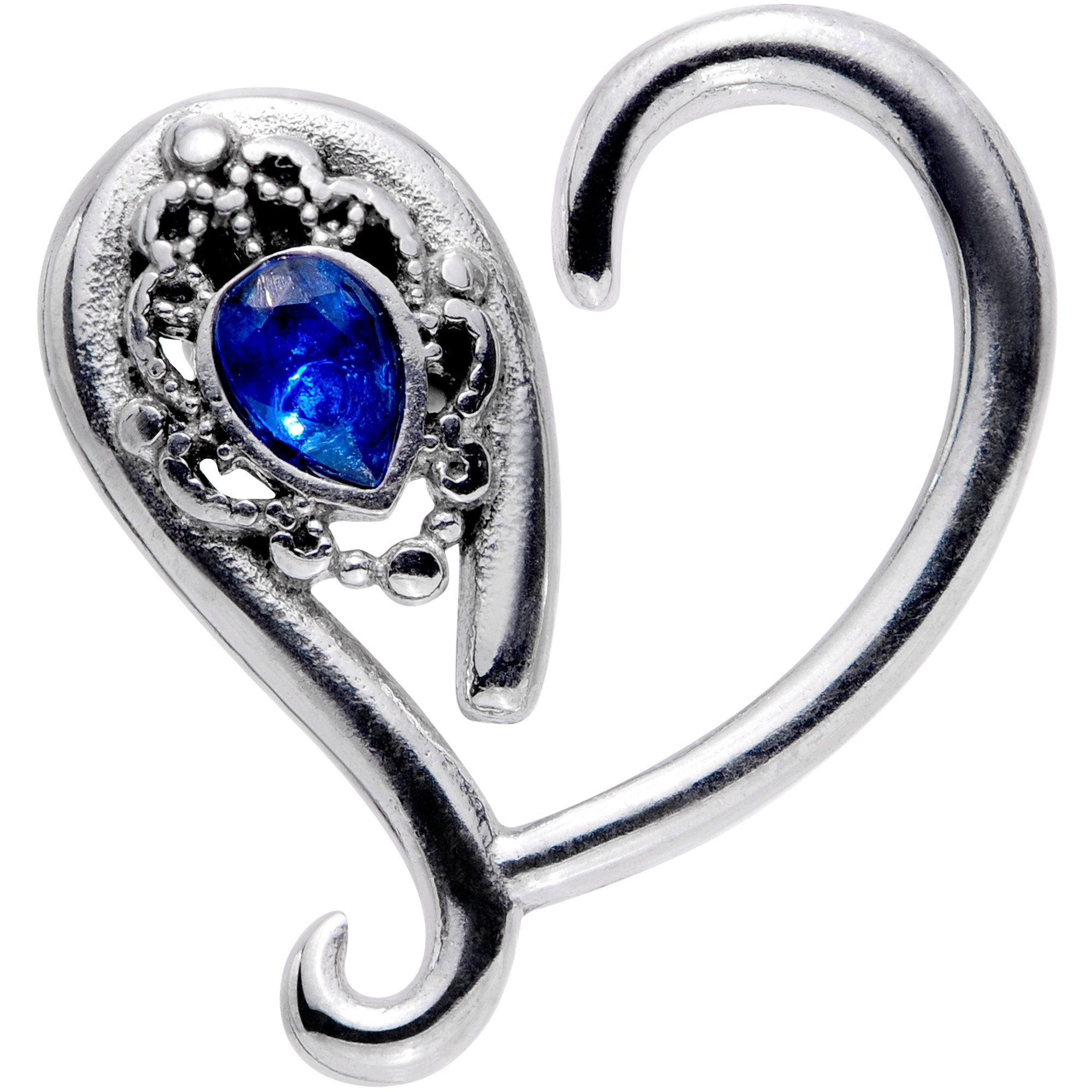 16G 3/8 Deep Blue Gem Open Right Heart Closure Ring
