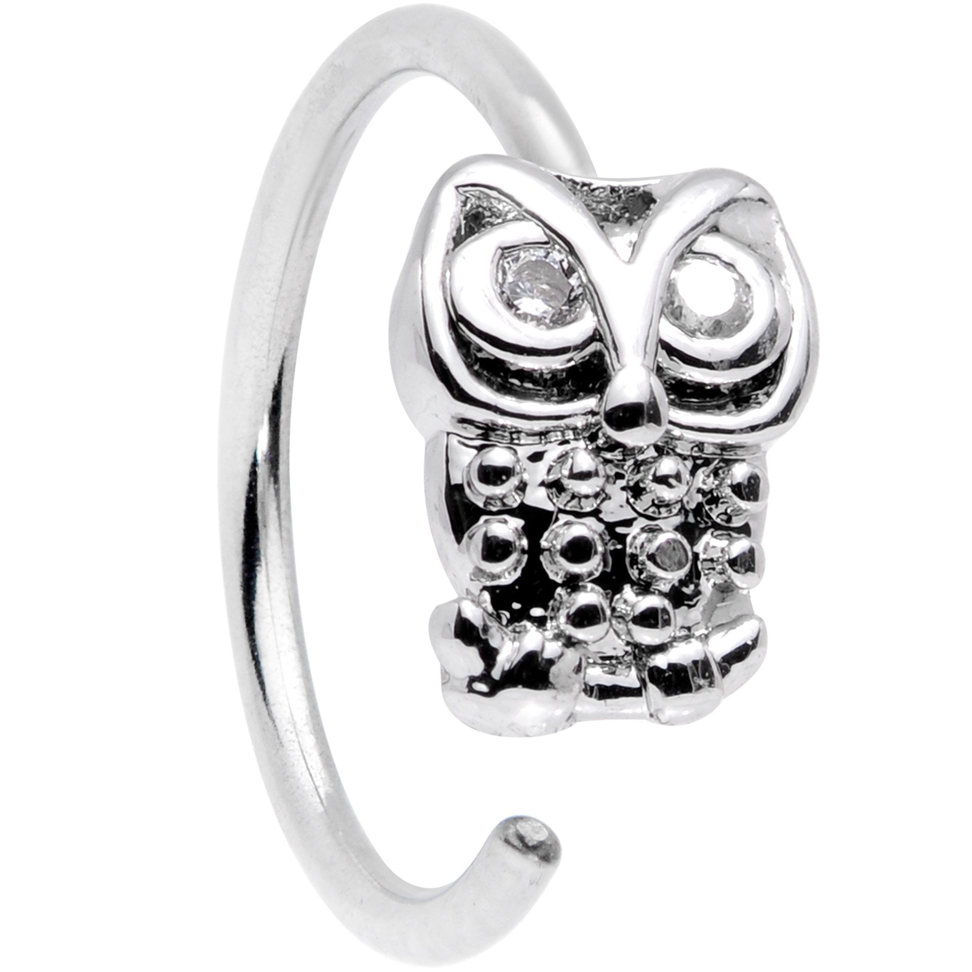 20G 5/16 Clear CZ Gem All About Owl Nose Hoop