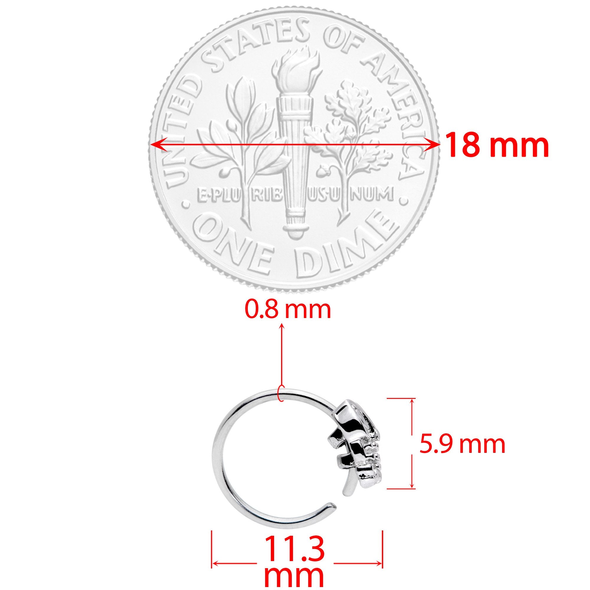 20G 5/16 Clear CZ Gem All About Owl Nose Hoop