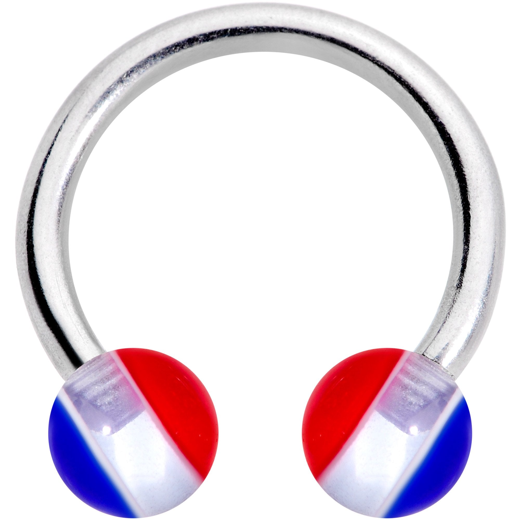 14G 7/16 USA Stripe Acrylic Ball Horseshoe Circular Barbell