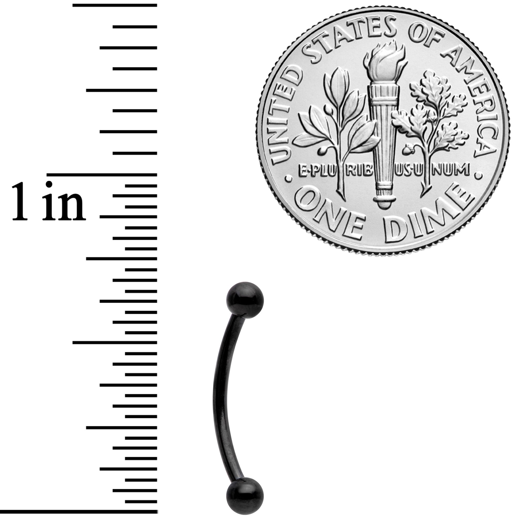 16G 1/2 Black Curved Barbell