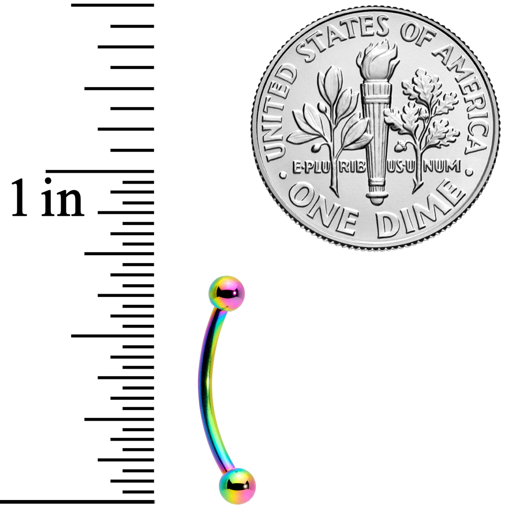 16G 1/2 Rainbow Curved Barbell