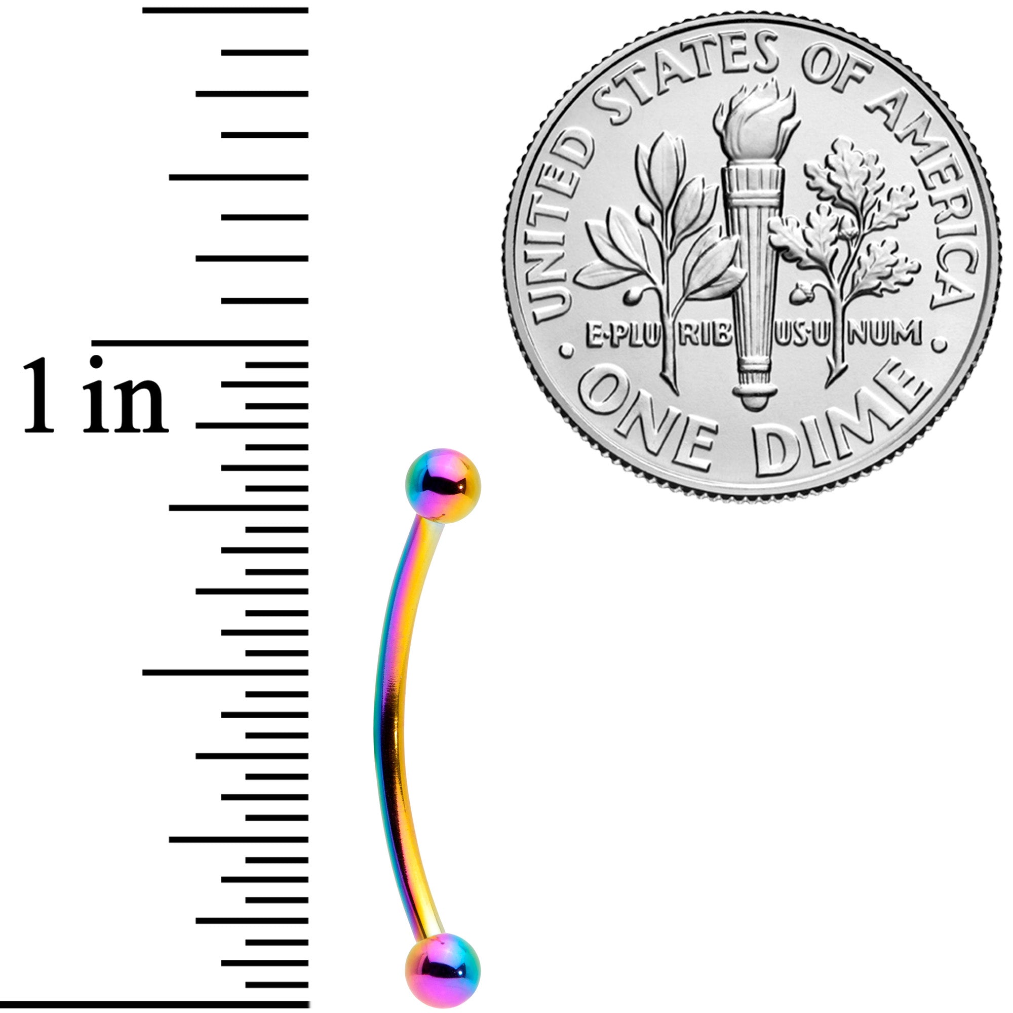 16G 5/8 Rainbow Curved Barbell