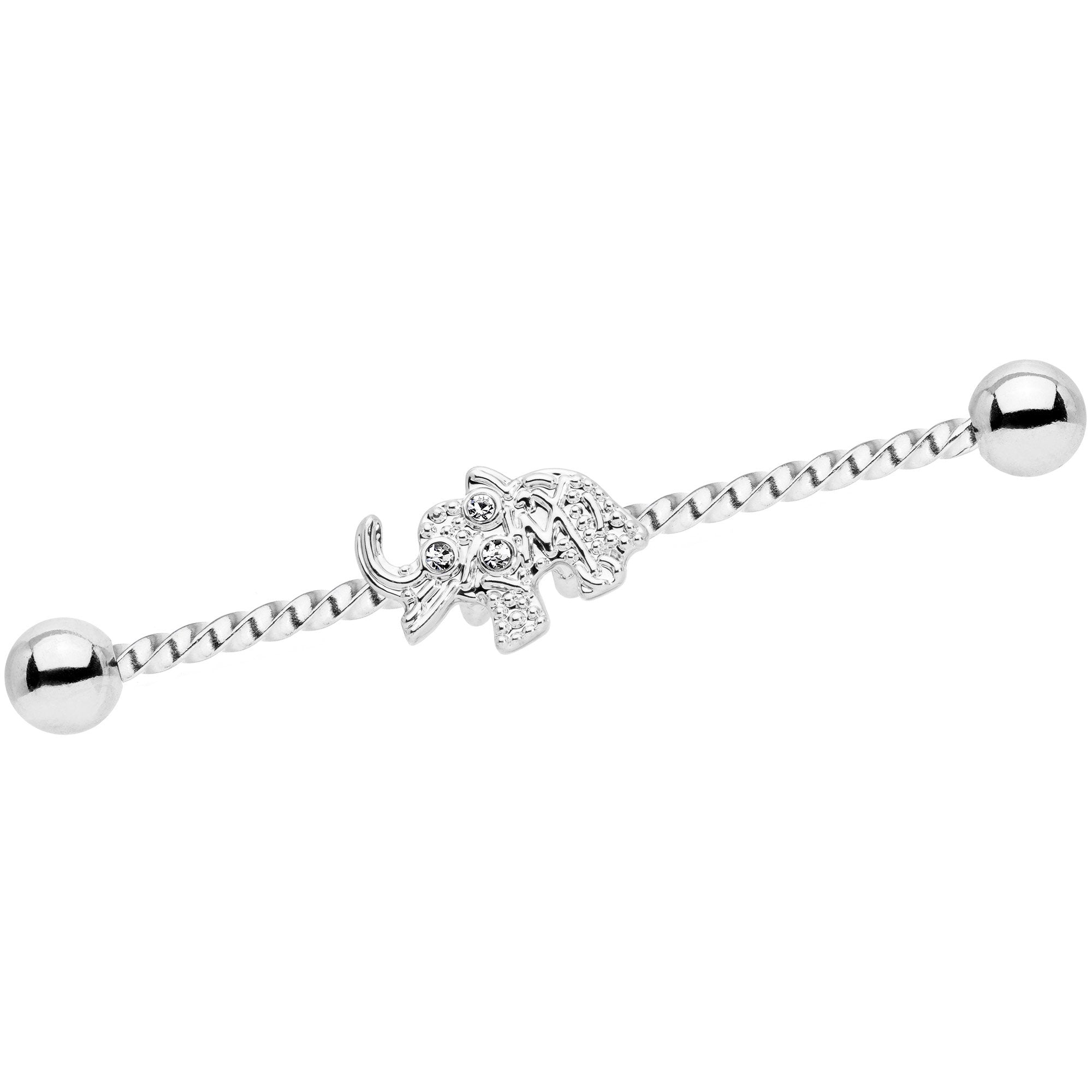 14G Clear Gem Elephant Industrial Barbell 38mm