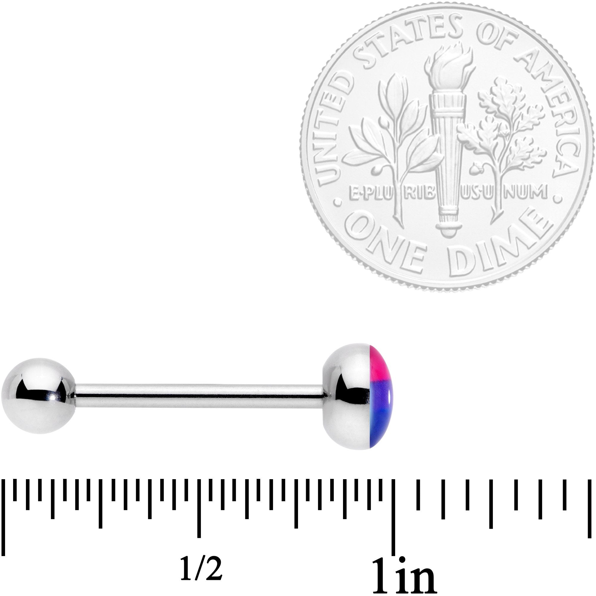 Pink Purple Blue Bisexual Pride Flag Barbell Tongue Ring