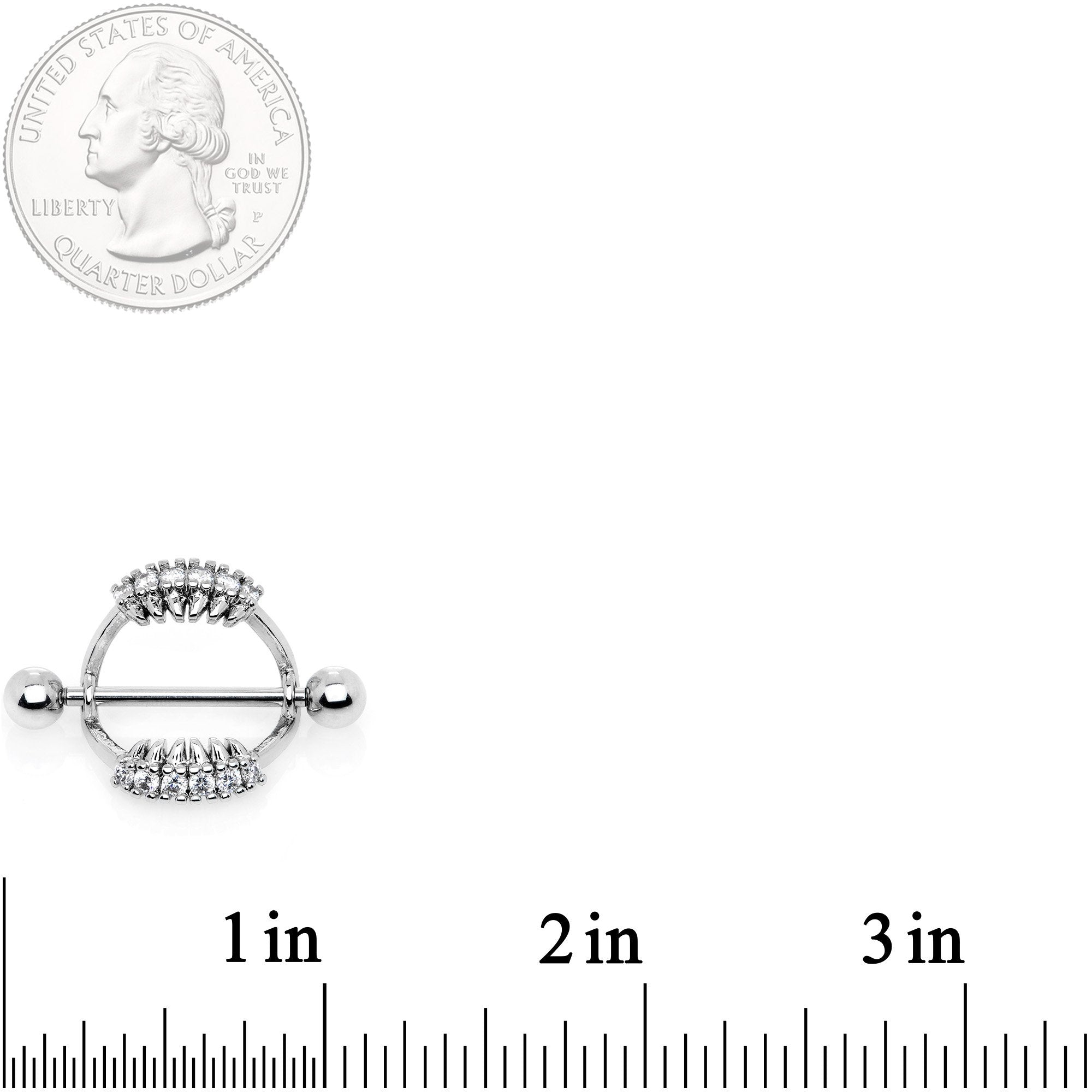 14G 9/16 Clear CZ Gem Scary Fang Halloween Nipple Shield Set