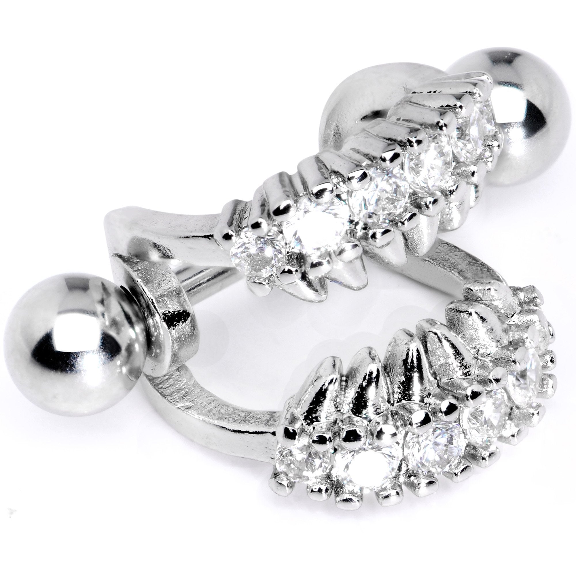 16G 1/2 Clear CZ Gem Scary Monster Fangs Cartilage Cuff