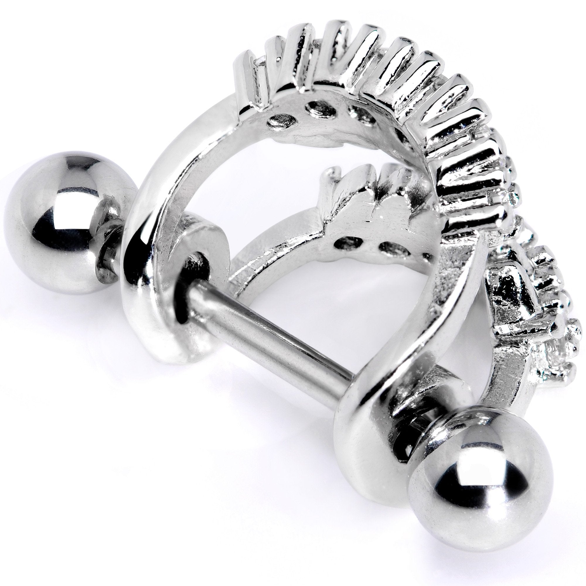 16G 1/2 Clear CZ Gem Scary Monster Fangs Cartilage Cuff