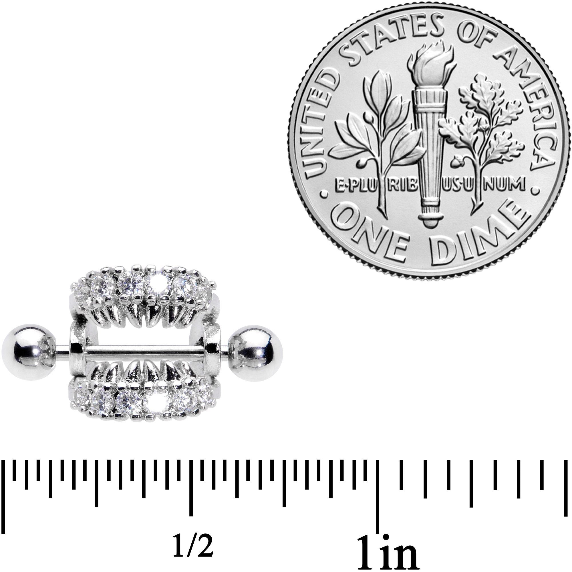 16G 1/2 Clear CZ Gem Scary Monster Fangs Cartilage Cuff