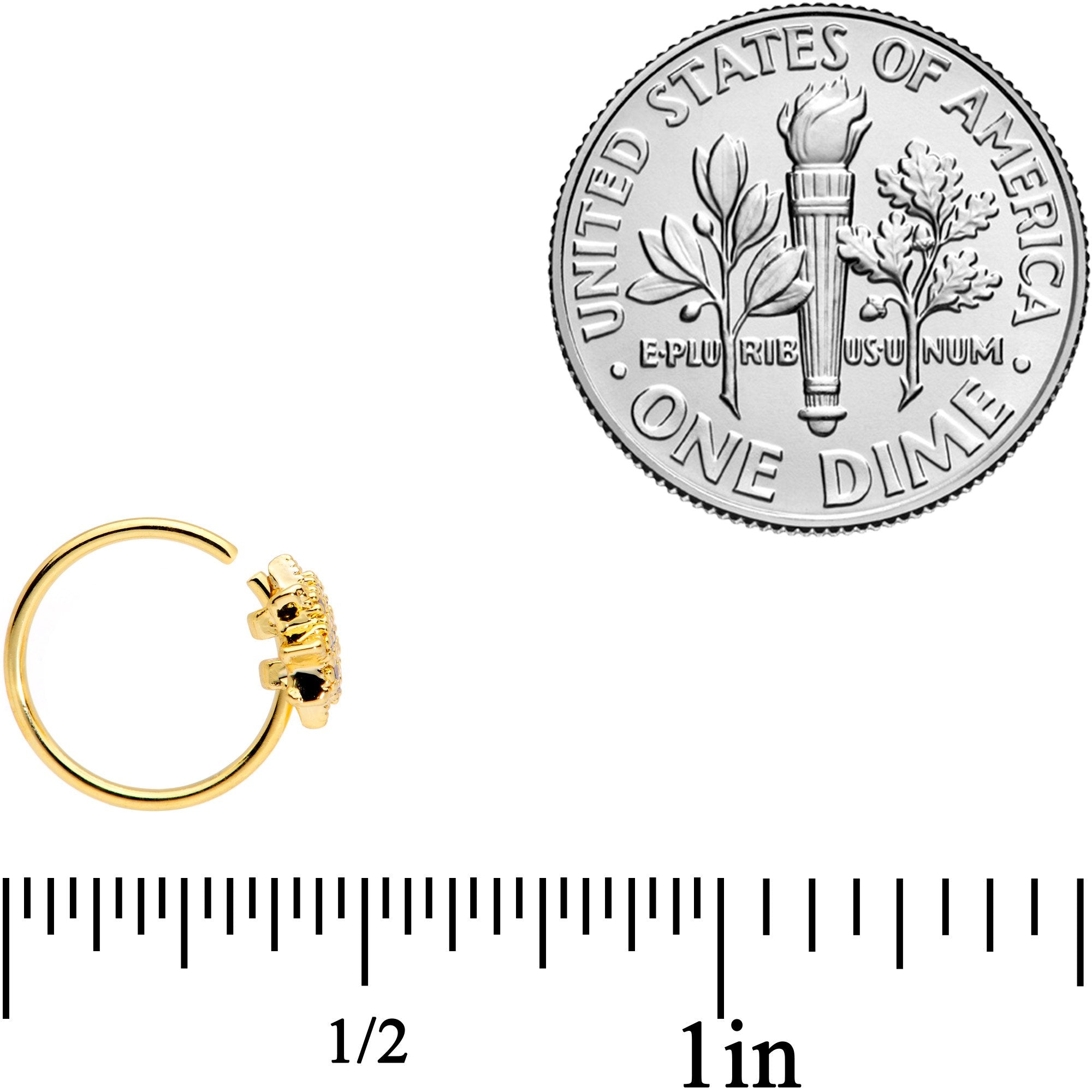 20G 5/16 Clear CZ Gem Gold Tone Octagon Nose Hoop