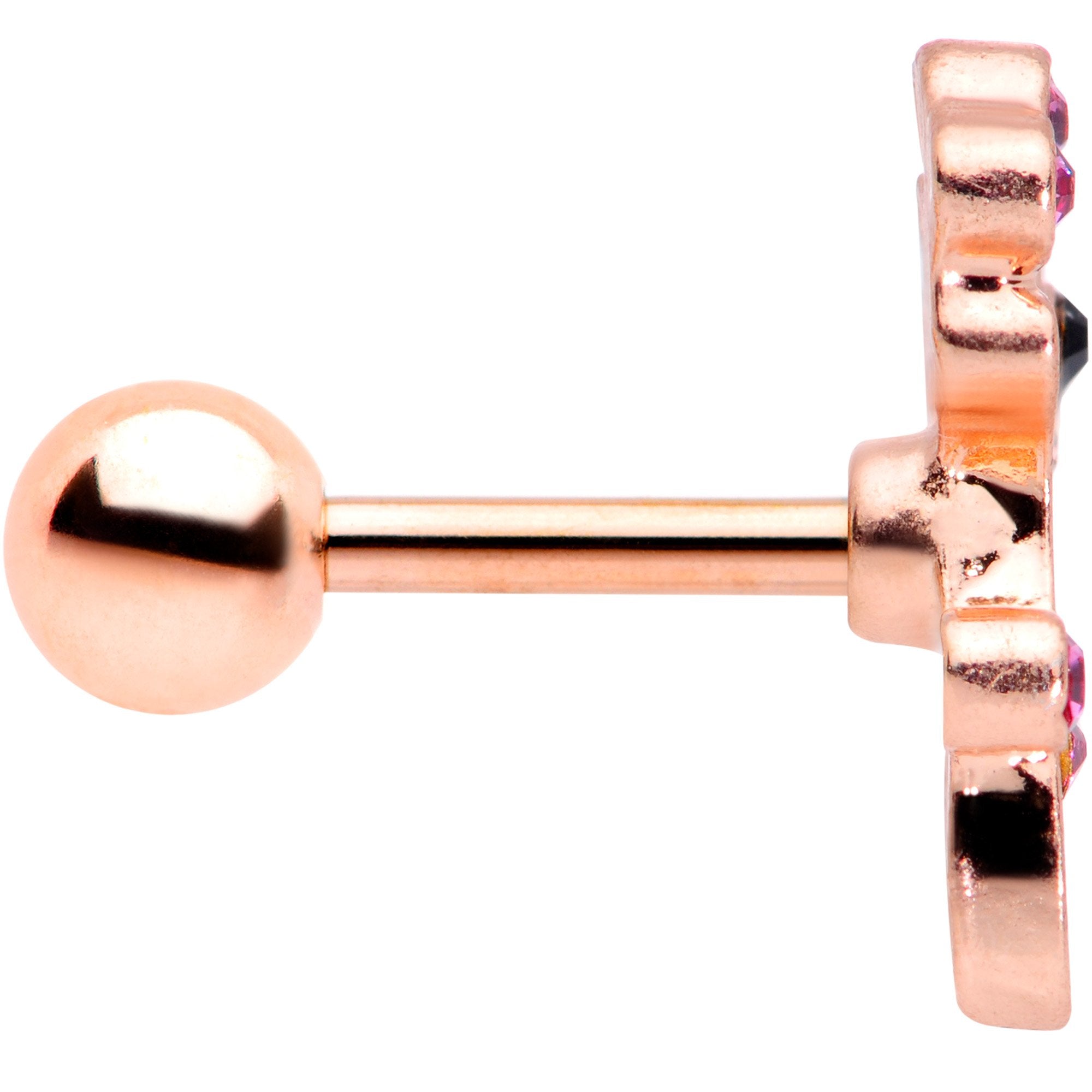 16G 1/4 Clear Pink Gem Rose Gold Tone Giraffe Cartilage Tragus