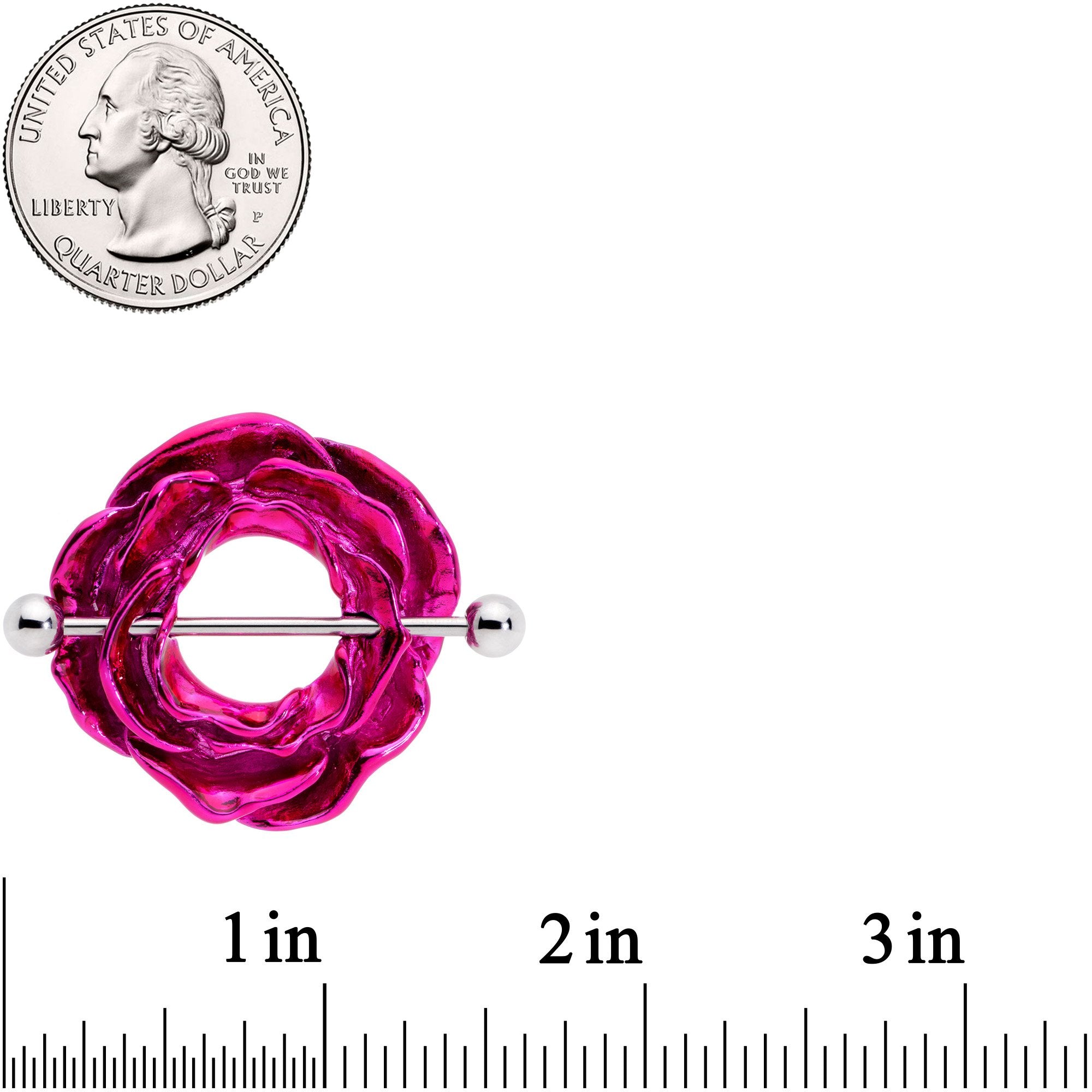 14G 33mm Hot Pink Blooming Blossom Flower Nipple Shield Set