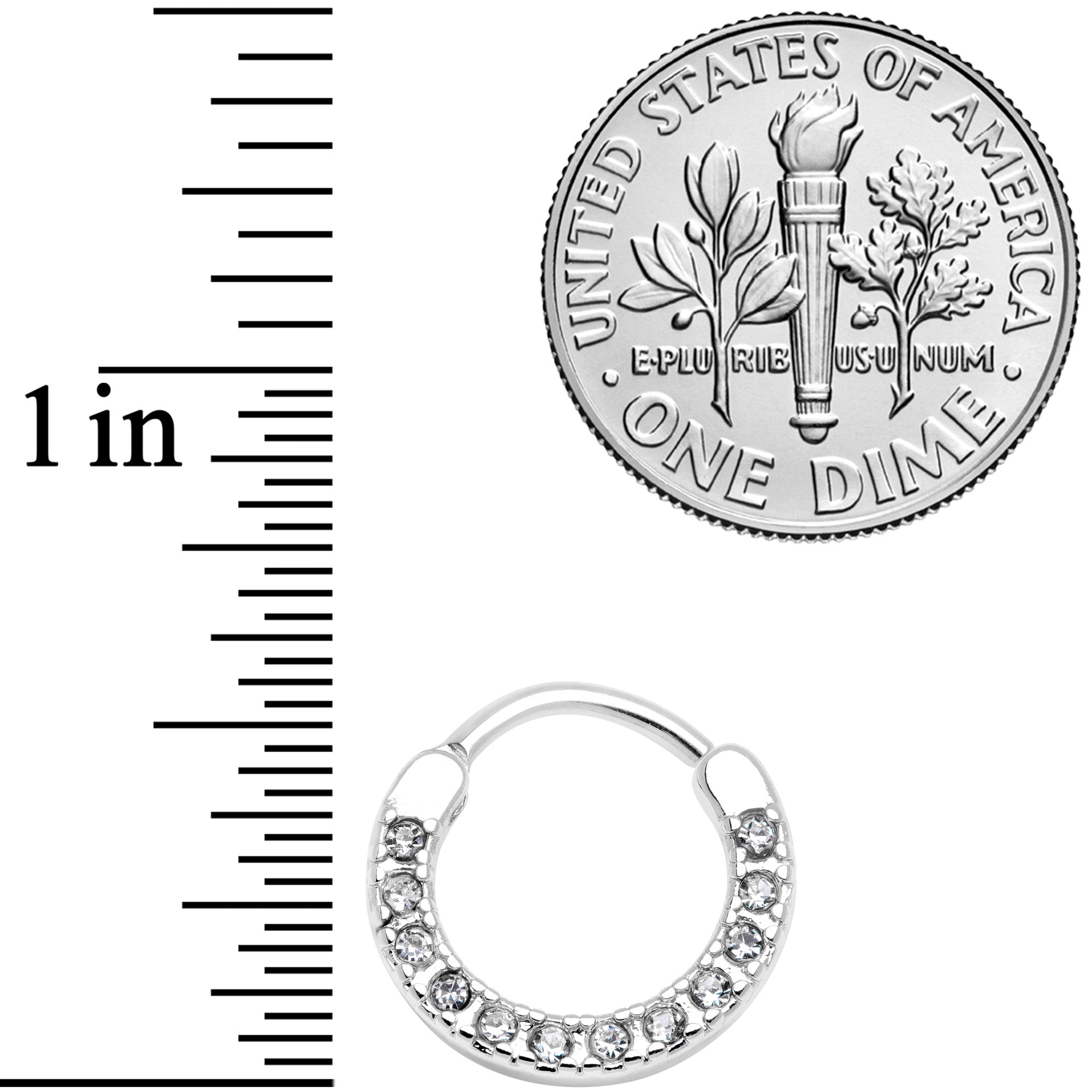 16G 3/8 Clear Gem Paved Septum Clicker