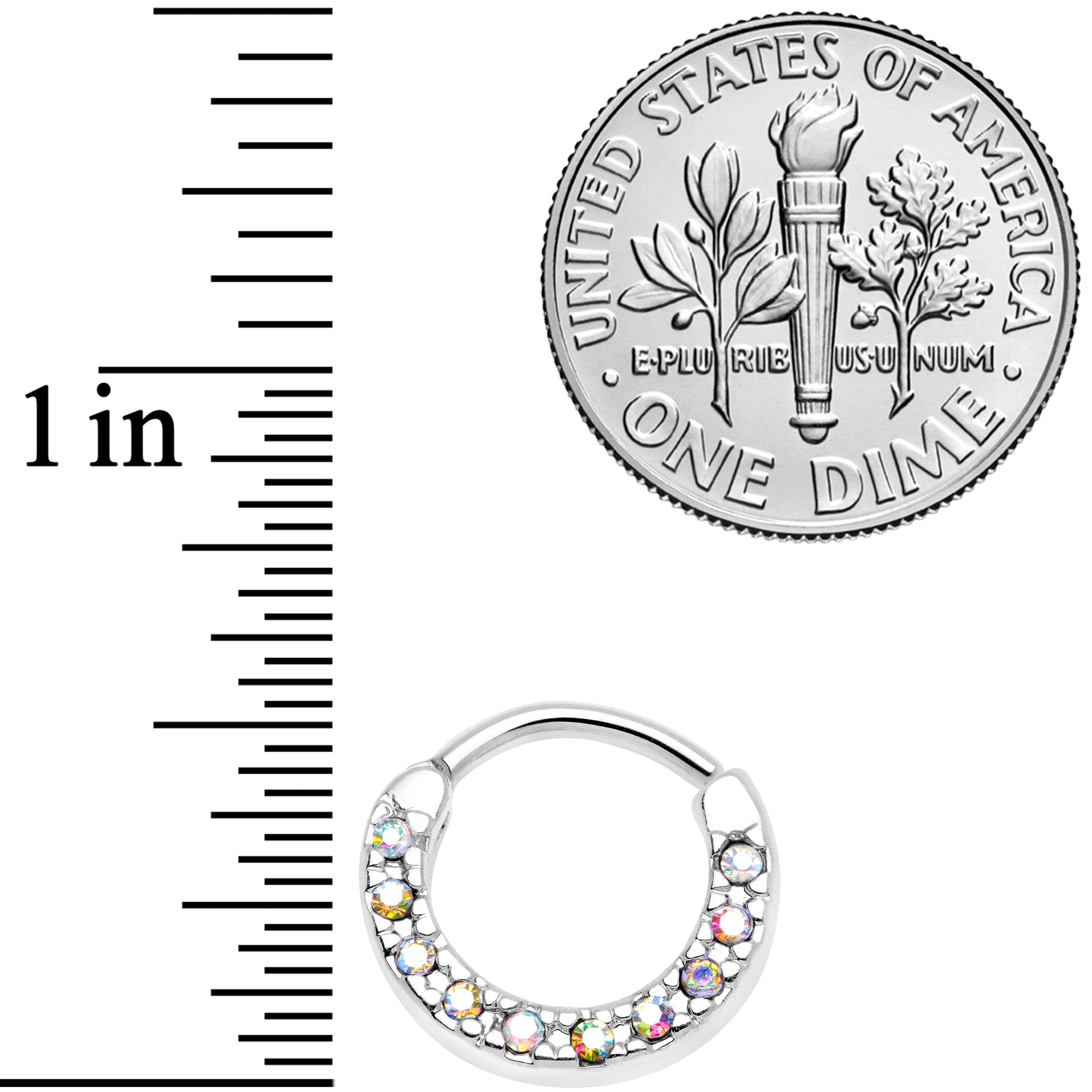 16G 5/16 Aurora Gem Paved Cartilage Clicker