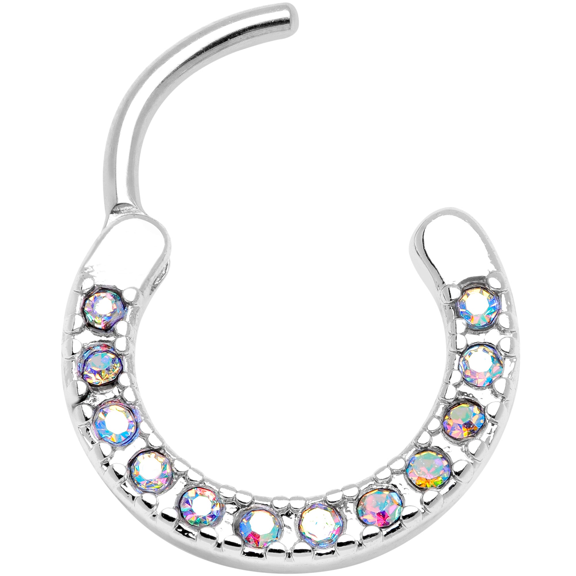 16G 3/8 Aurora Gem Paved Septum Clicker