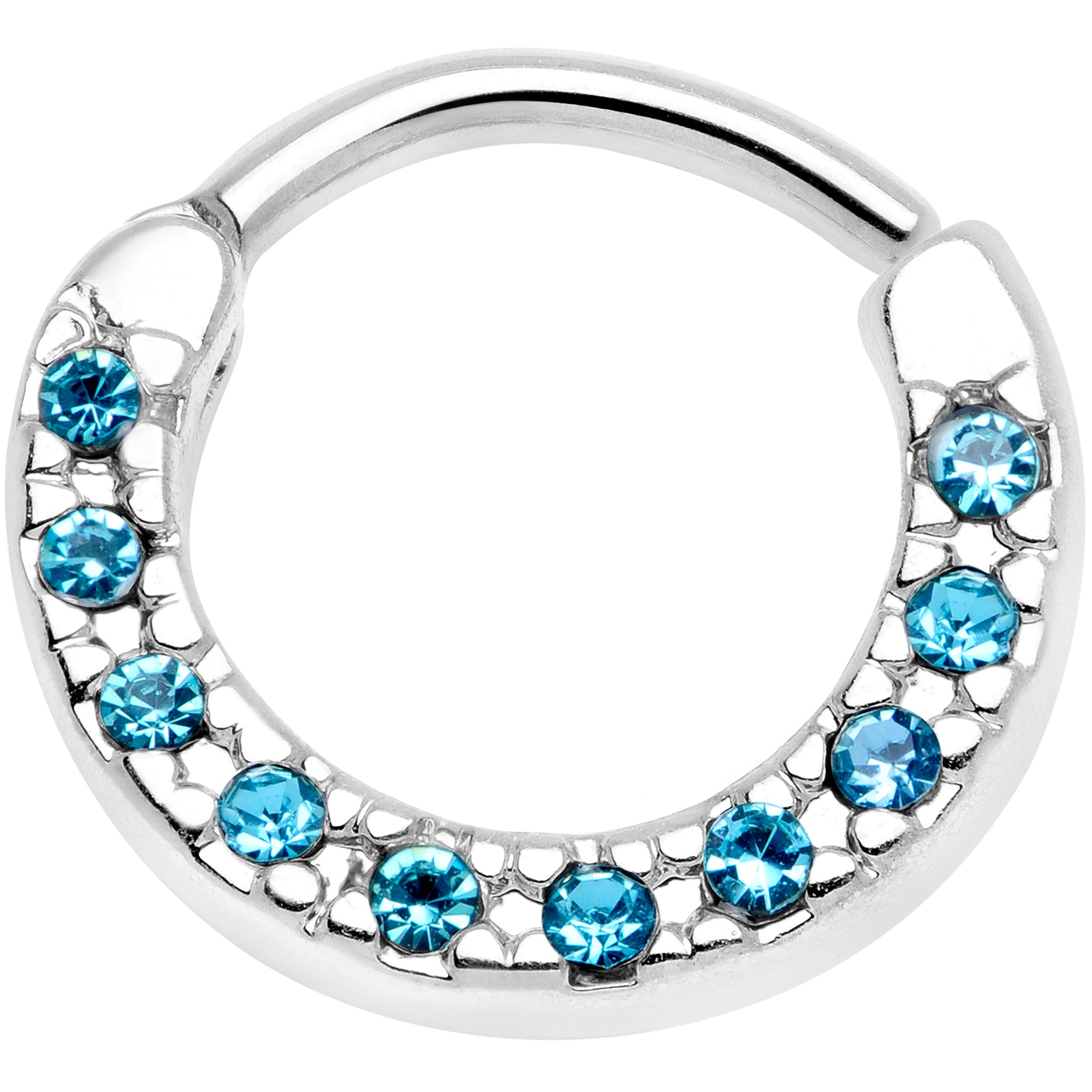 16G 5/16 Aqua Gem Paved Cartilage Clicker