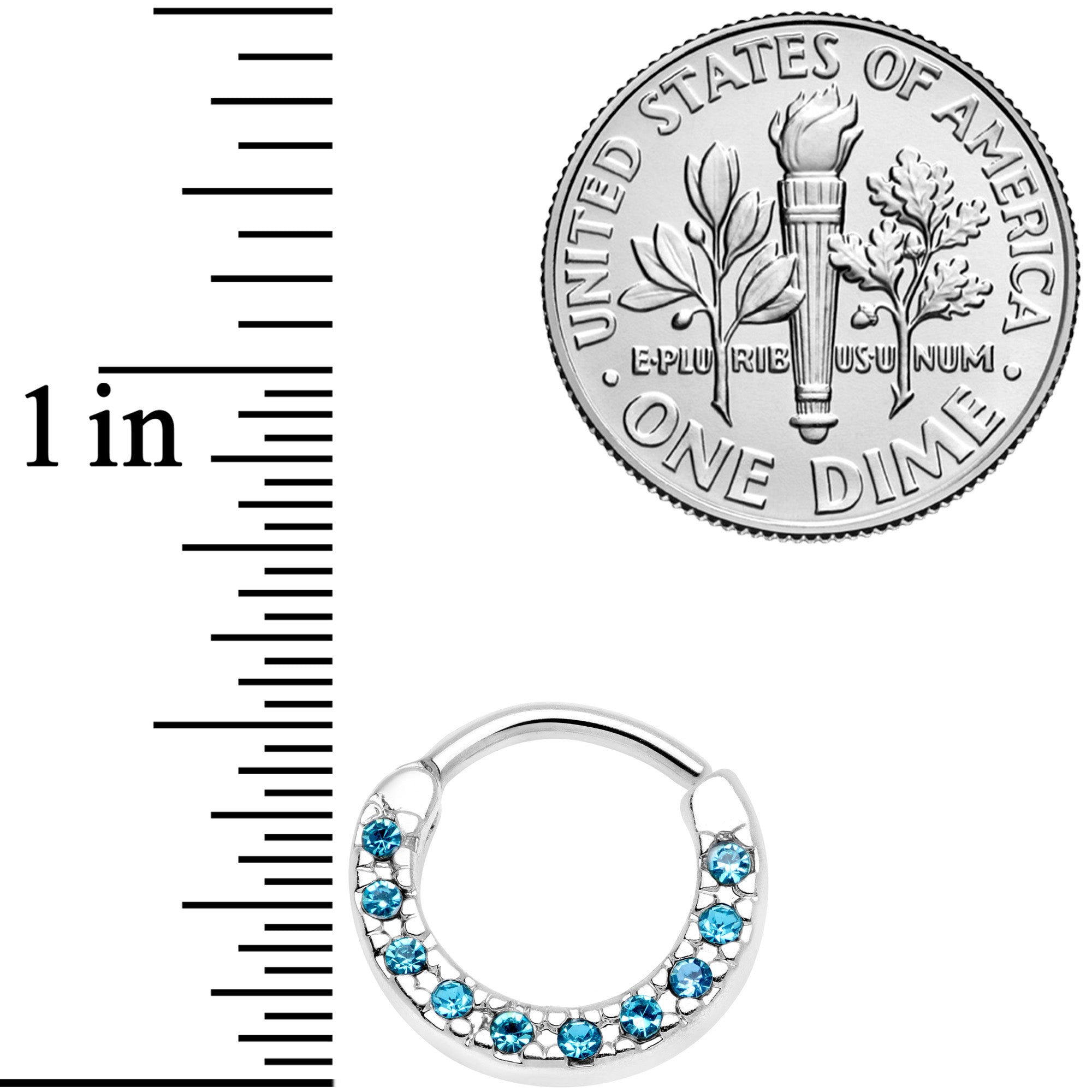 16G 5/16 Aqua Gem Paved Cartilage Clicker