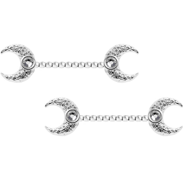 14 Gauge 1/2 Clear CZ Gem Threadless Barbell Nipple Ring Set – BodyCandy