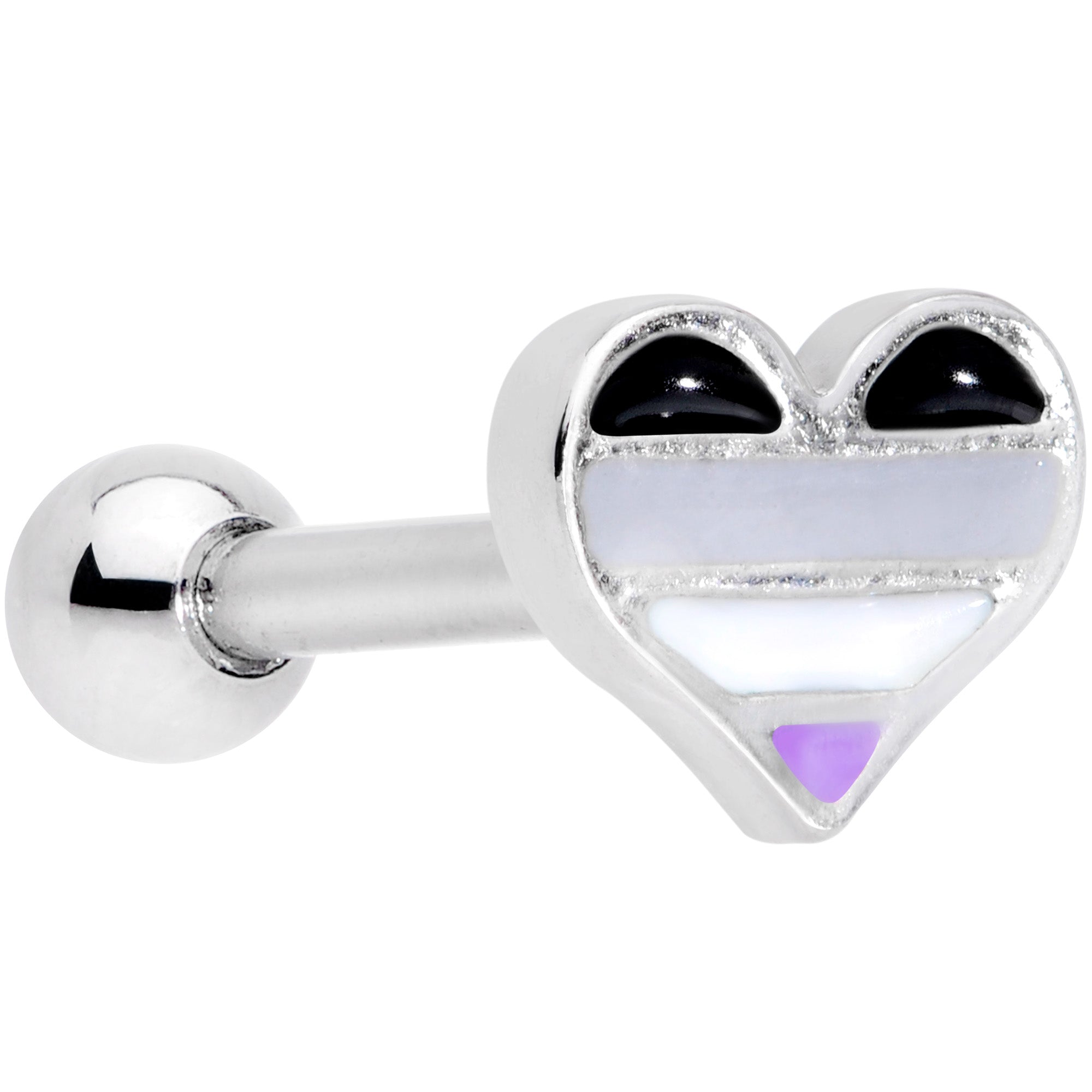 16G 1/4 Asexual Pride Heart Cartilage Tragus Earring