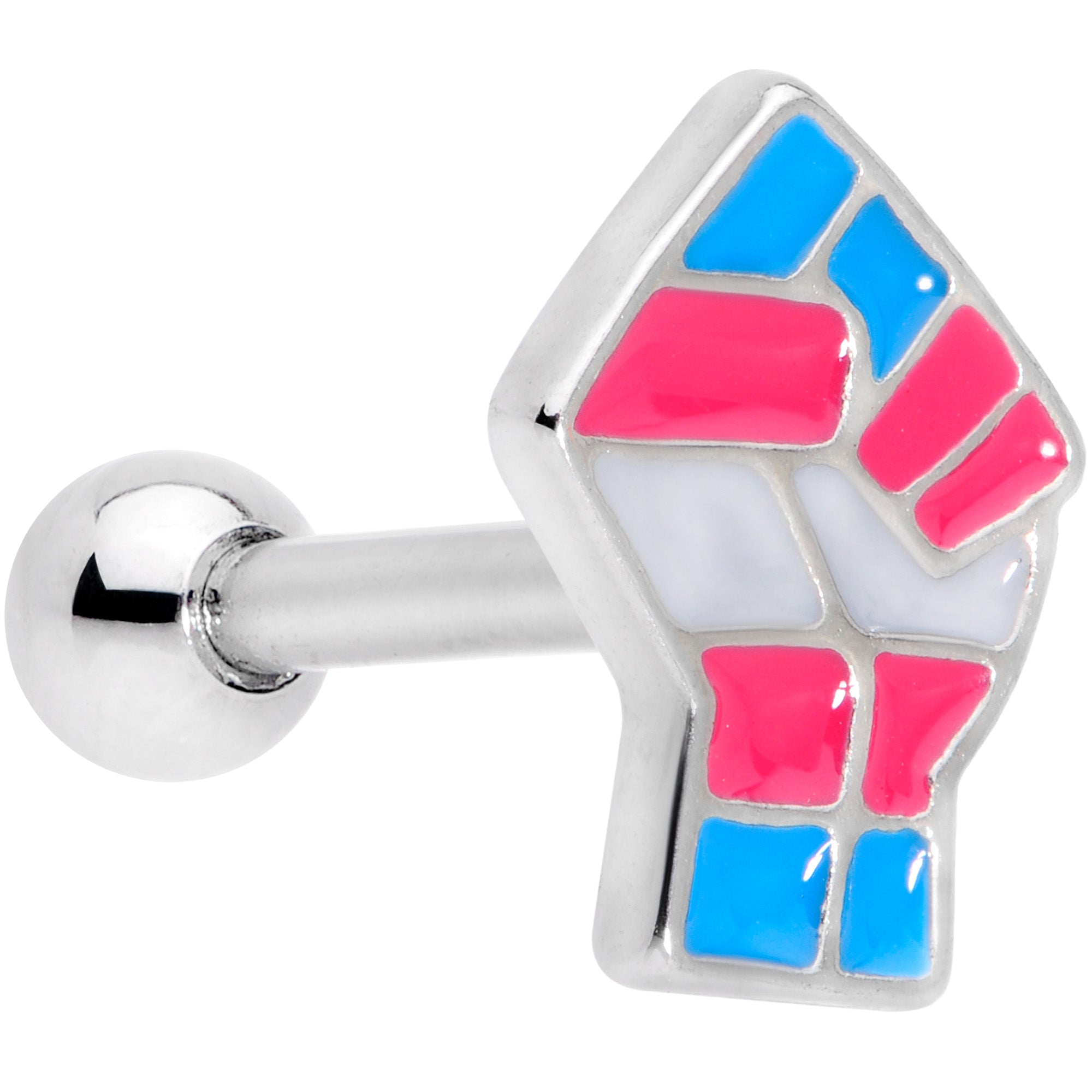 16G 1/4 Transgender Pride Fist Tragus Cartilage Earring