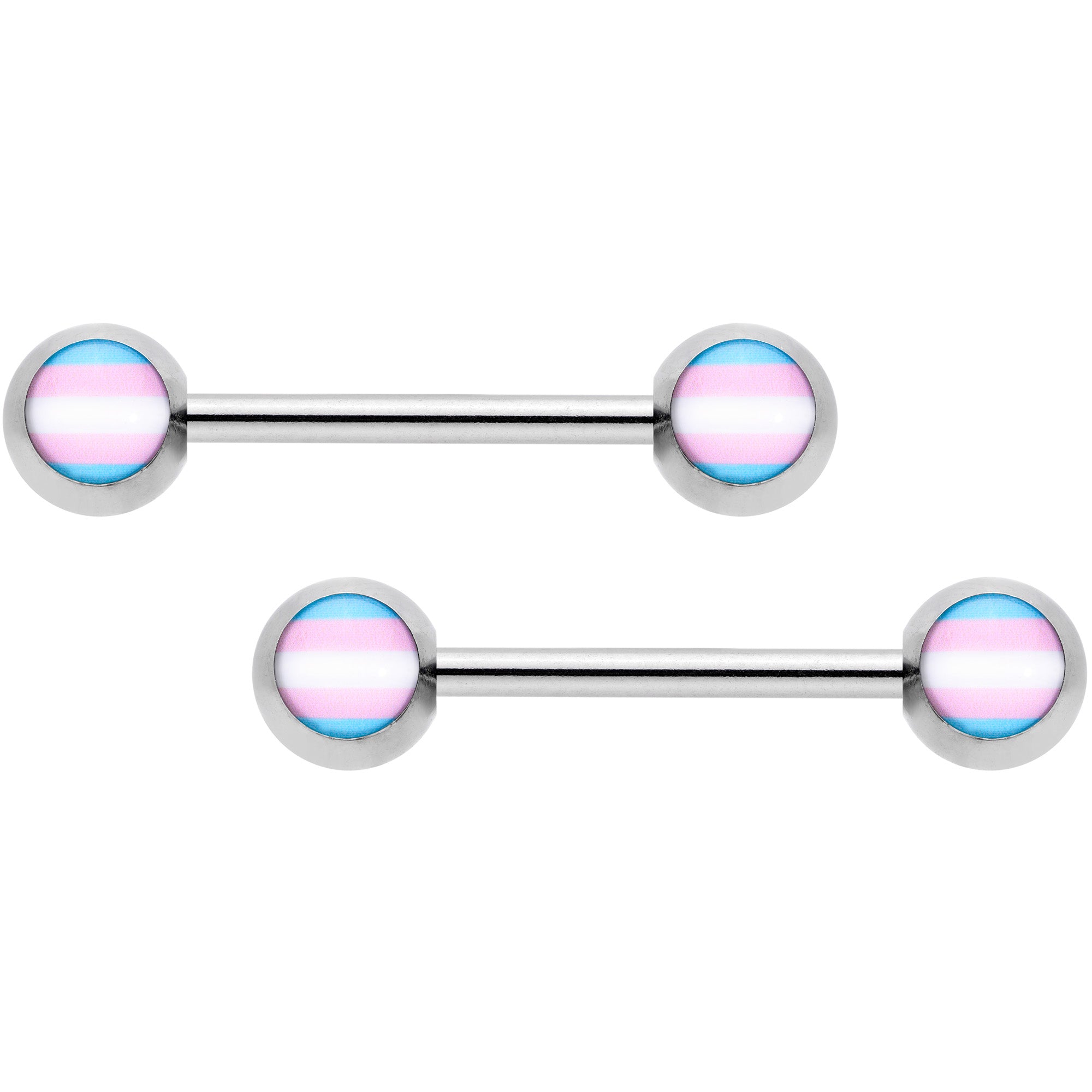 14G Pink Blue White Transgender Pride Barbell Nipple Ring Set