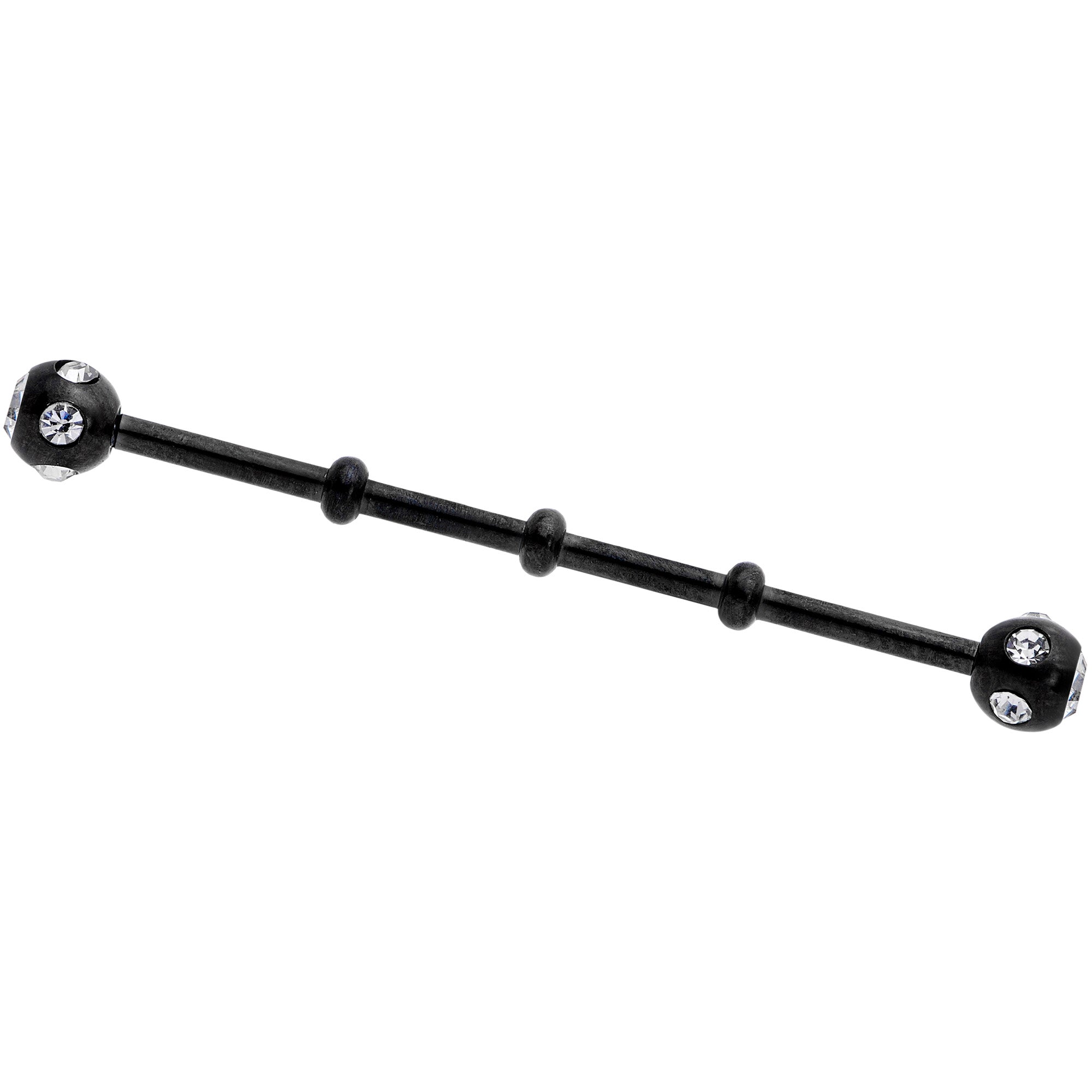 14G Clear Gem Black Industrial Barbell 38mm