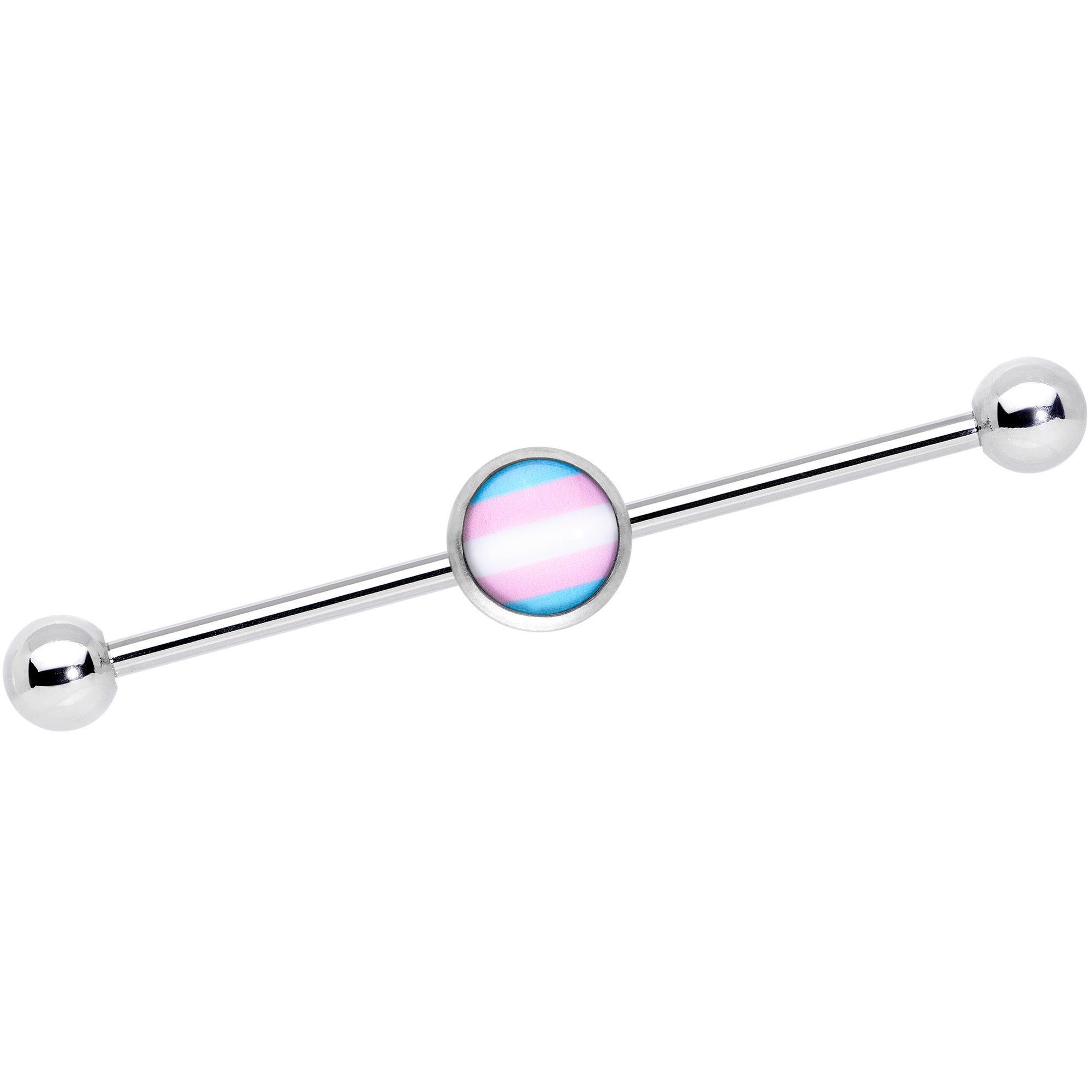 14G Pink Blue White Transgender Pride Industrial Barbell 38mm