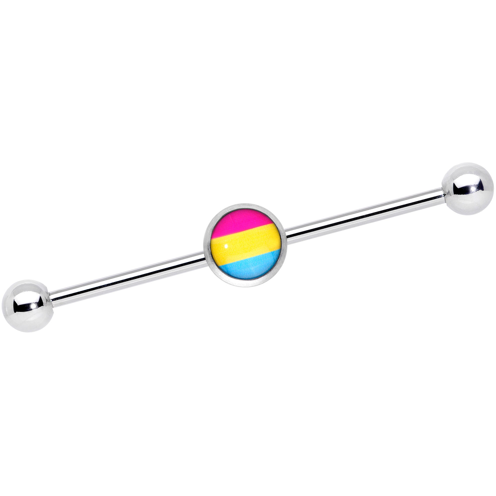 14G Red Yellow Blue Pansexual Pride Industrial Barbell 38mm