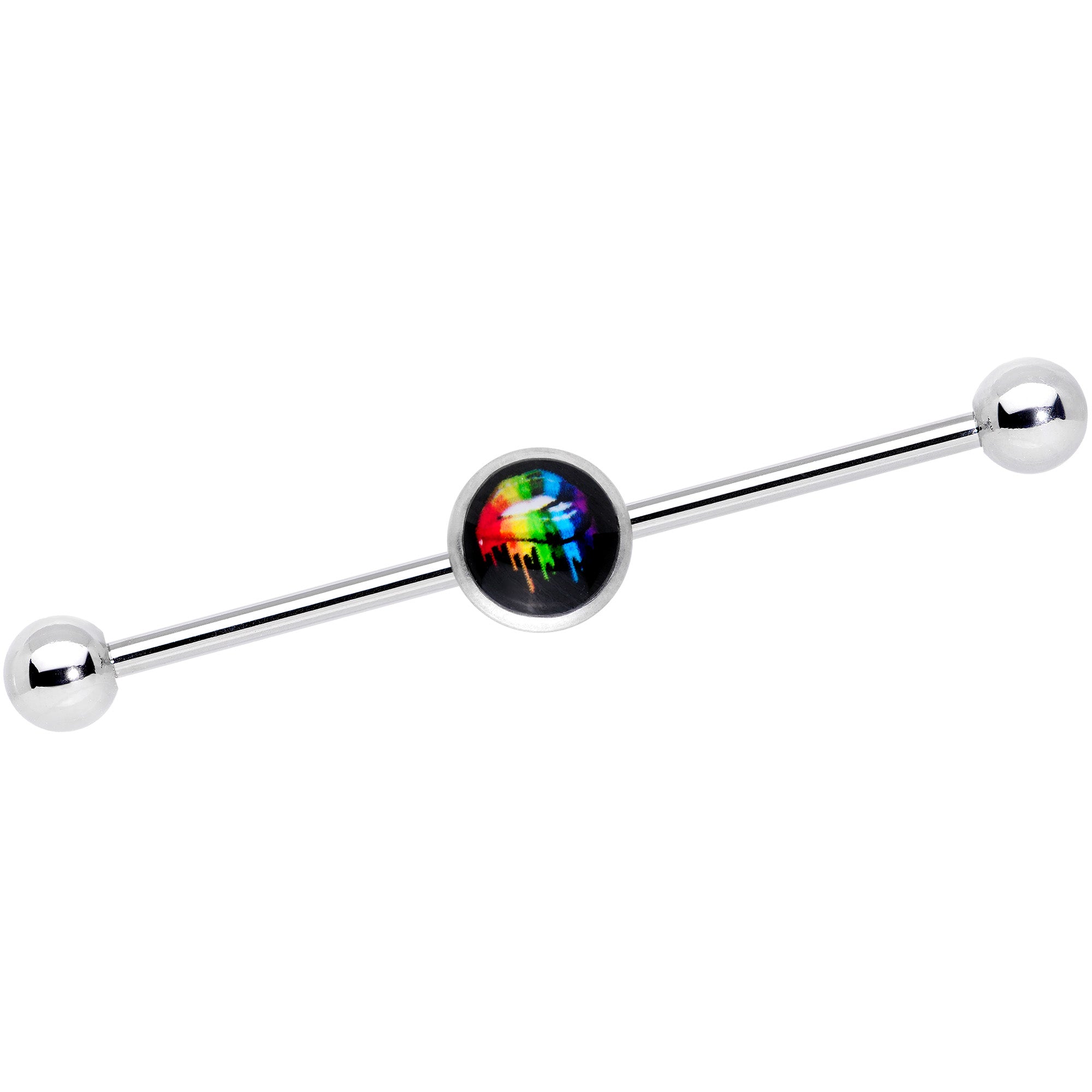 14G Black Rainbow Lips Industiral Barbell 38mm