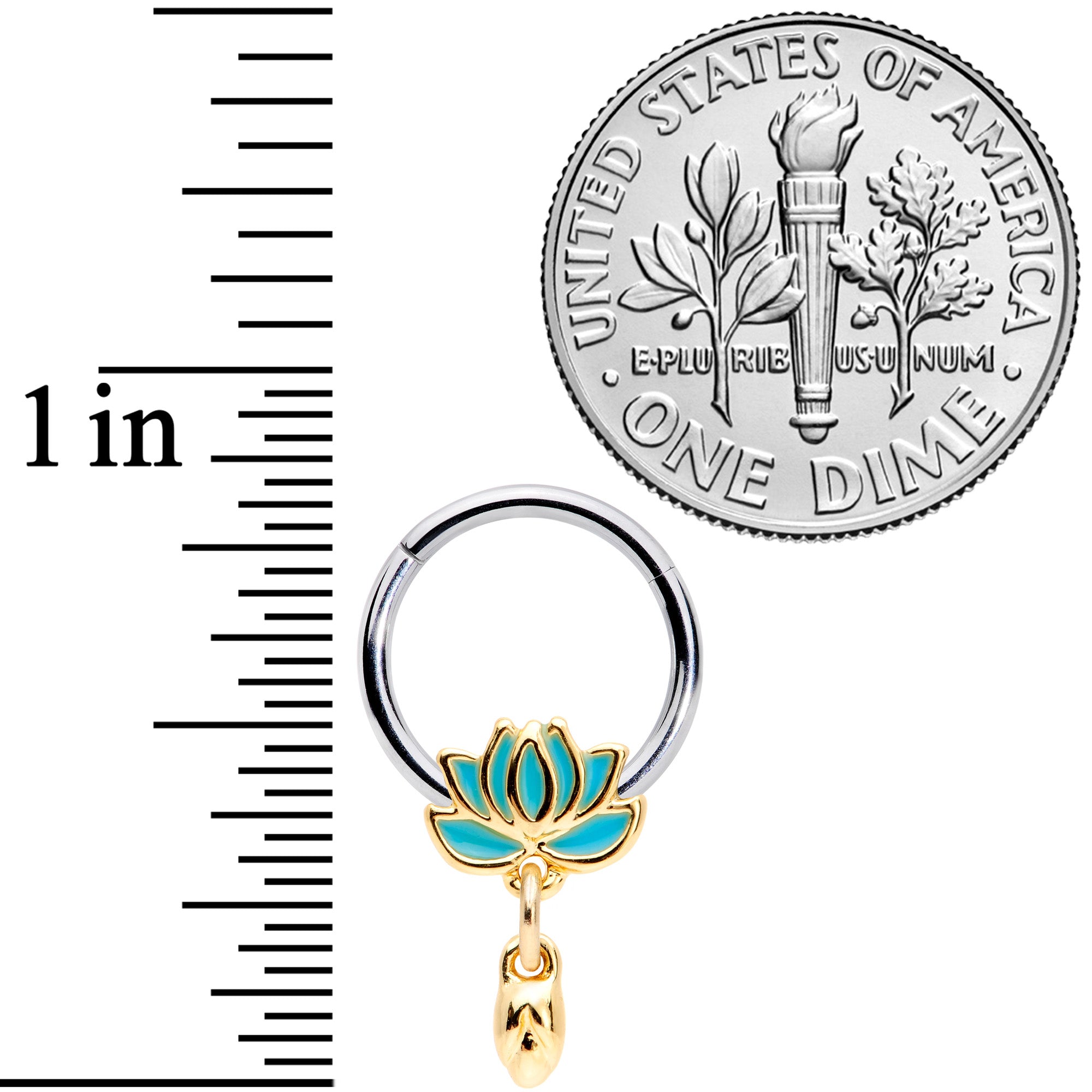 16G 3/8 Southwestern Lotus Flower Dangle Hinged Segment Ring