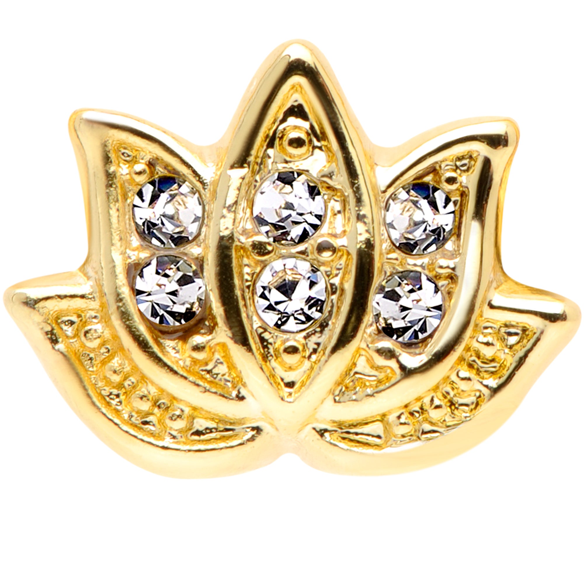 16G 1/4 Clear Gem Gold Tone Lotus Flower Cartilage Tragus Earring