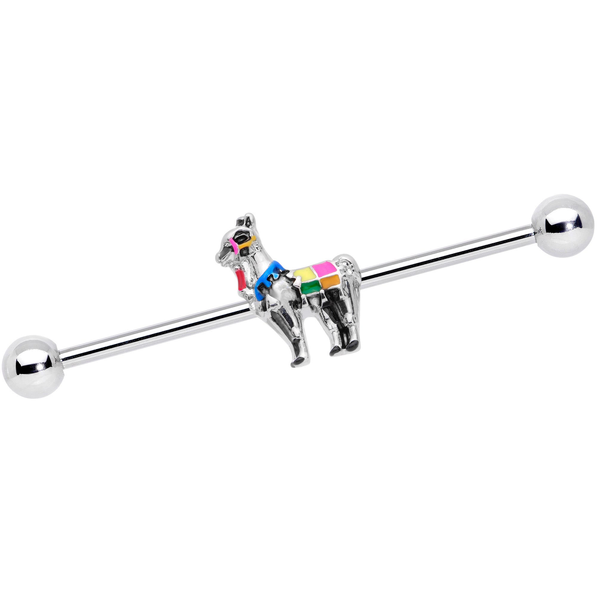 14G Colorful Drama Llama Industrial Barbell 38mm