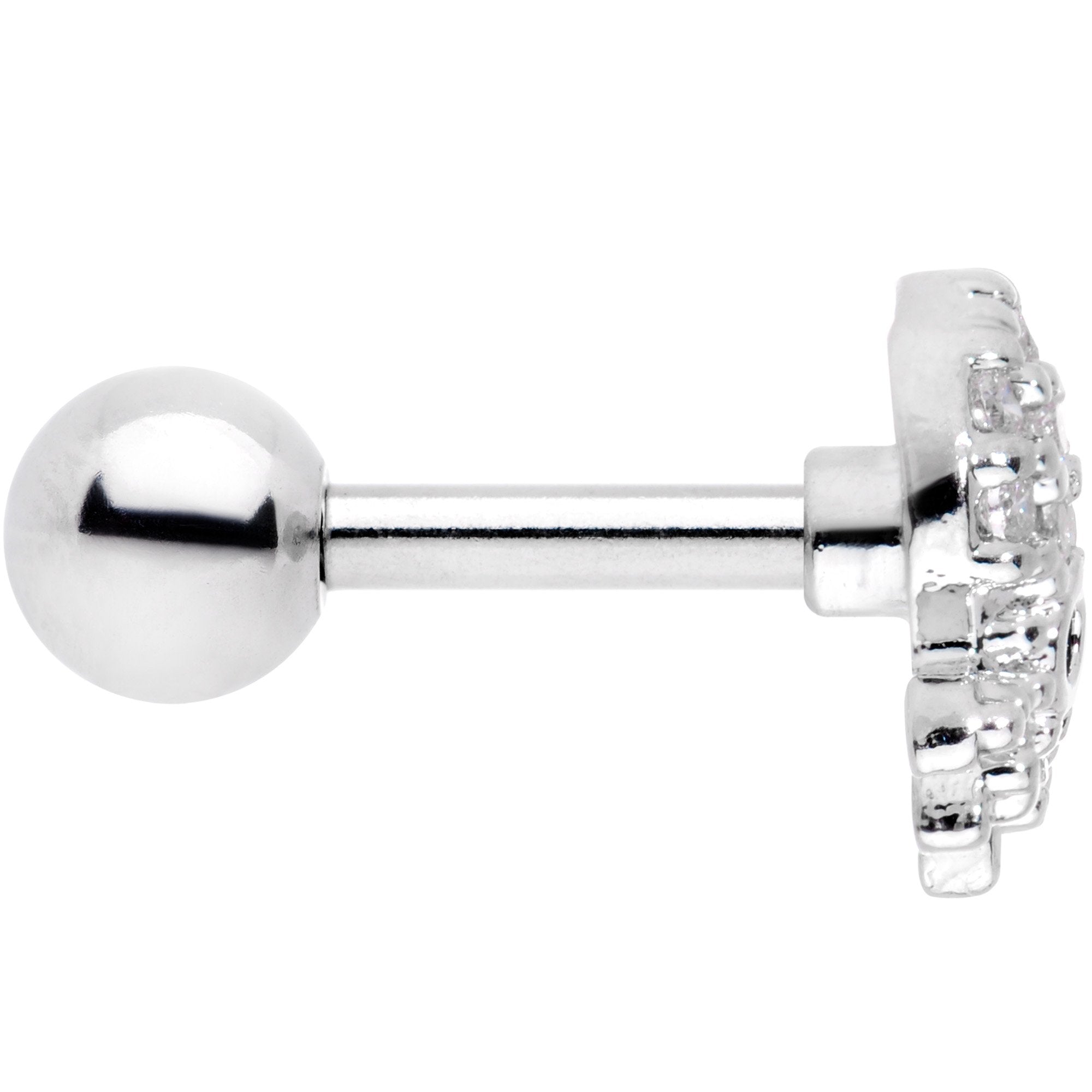 16G 1/4 Clear Black CZ Gem Nautical Octopus Cartilage Tragus