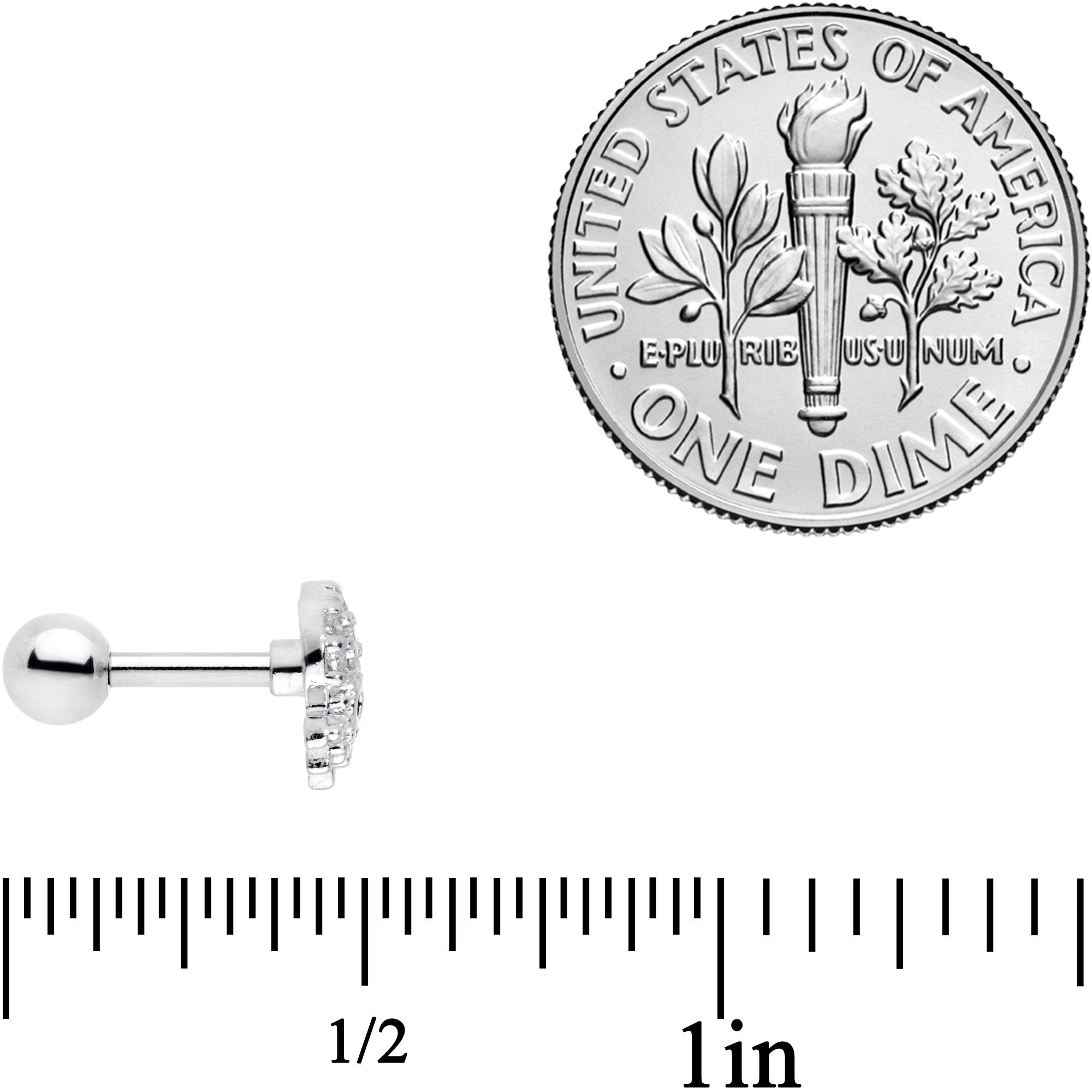 16G 1/4 Clear Black CZ Gem Nautical Octopus Cartilage Tragus