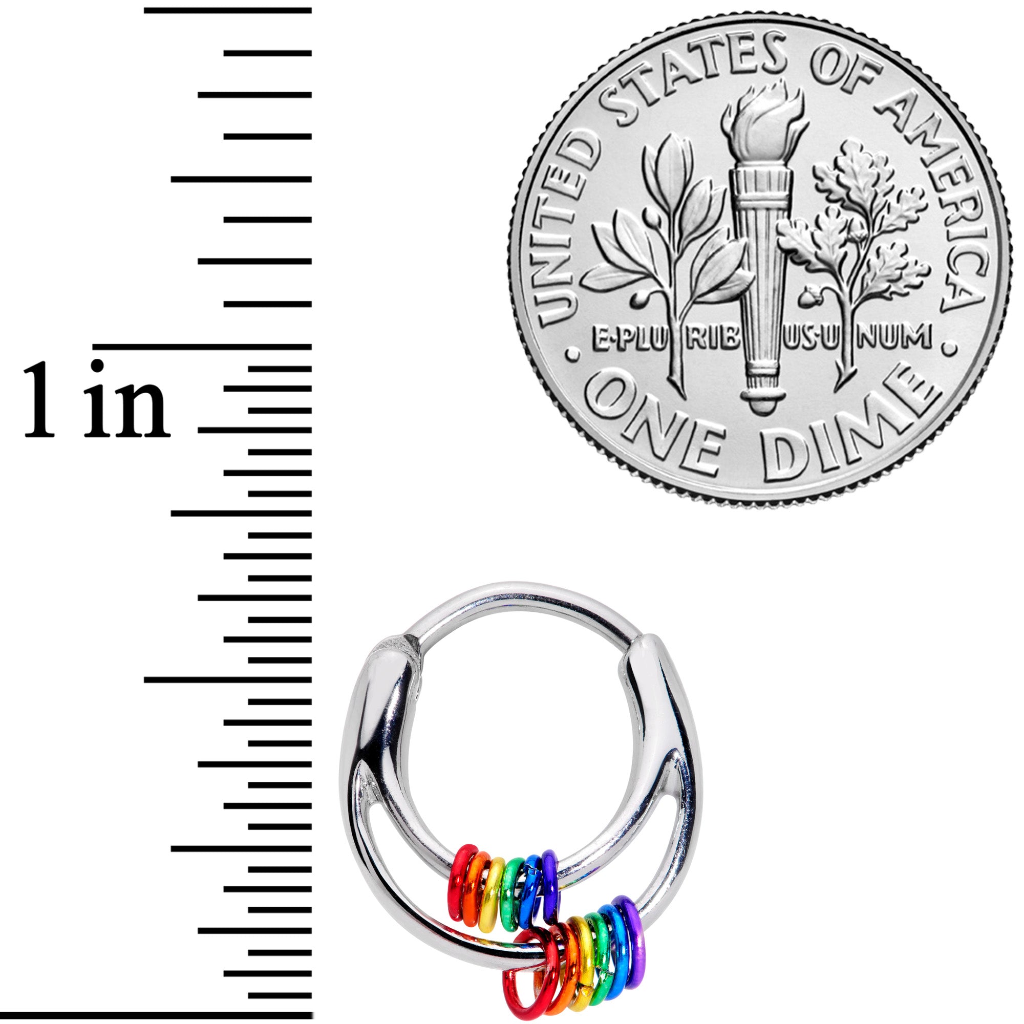 16G 3/8 Double Rainbow Gay Pride Septum Clicker