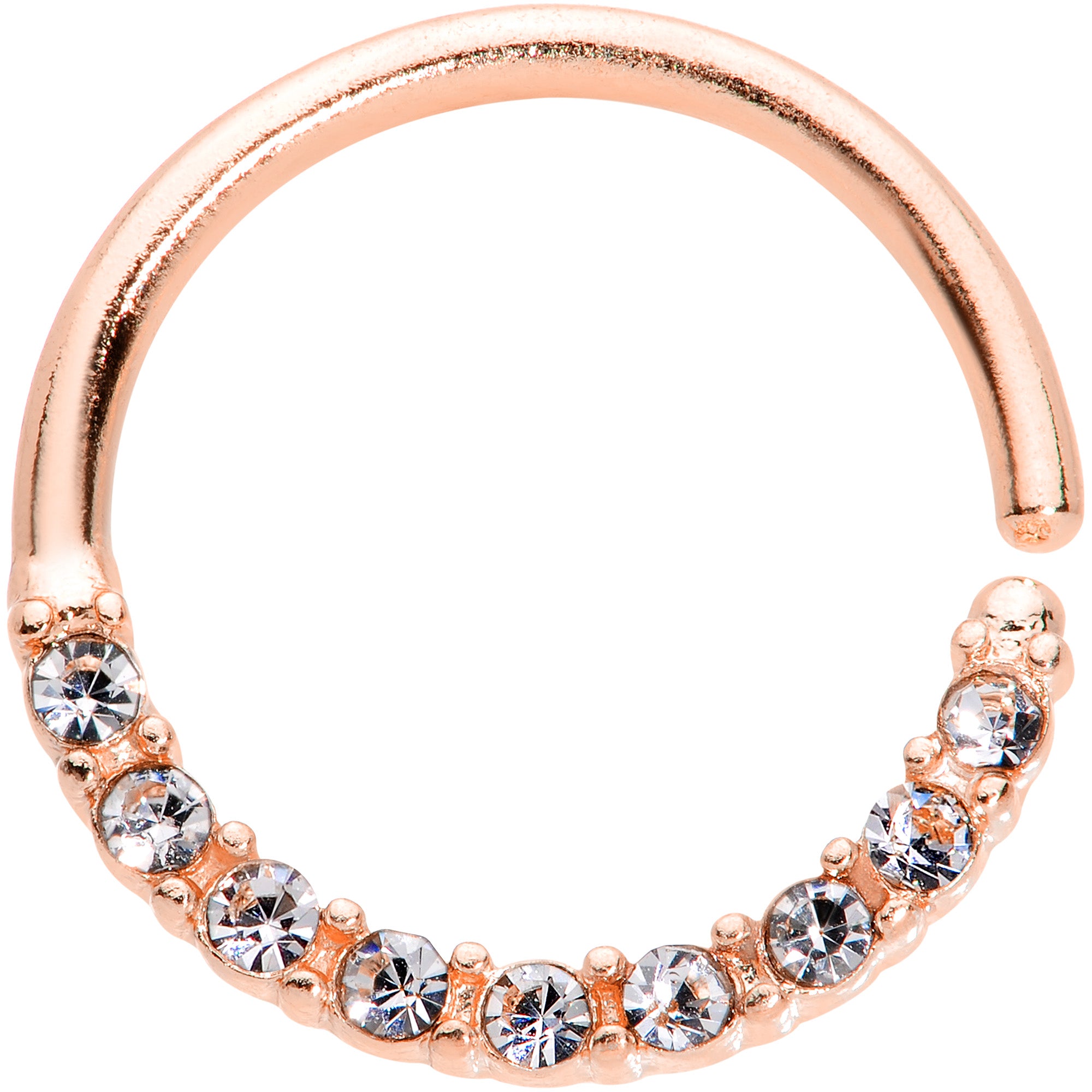 16G 3/8 Clear Gem Rose Gold Tone Elegance Seamless Circular Ring