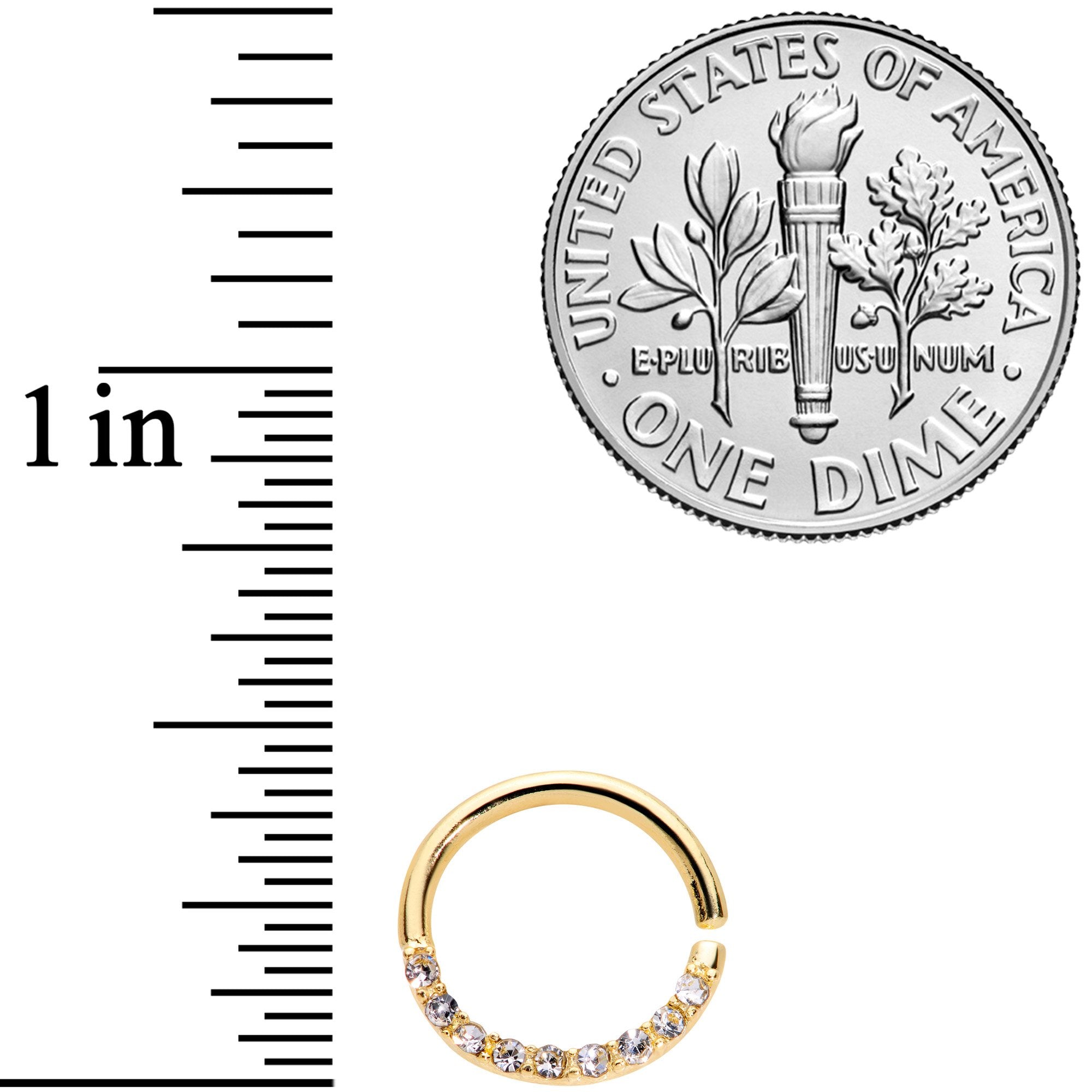 16G 5/16 Clear Gem Gold Tone Simple Elegance Seamless Circular Ring