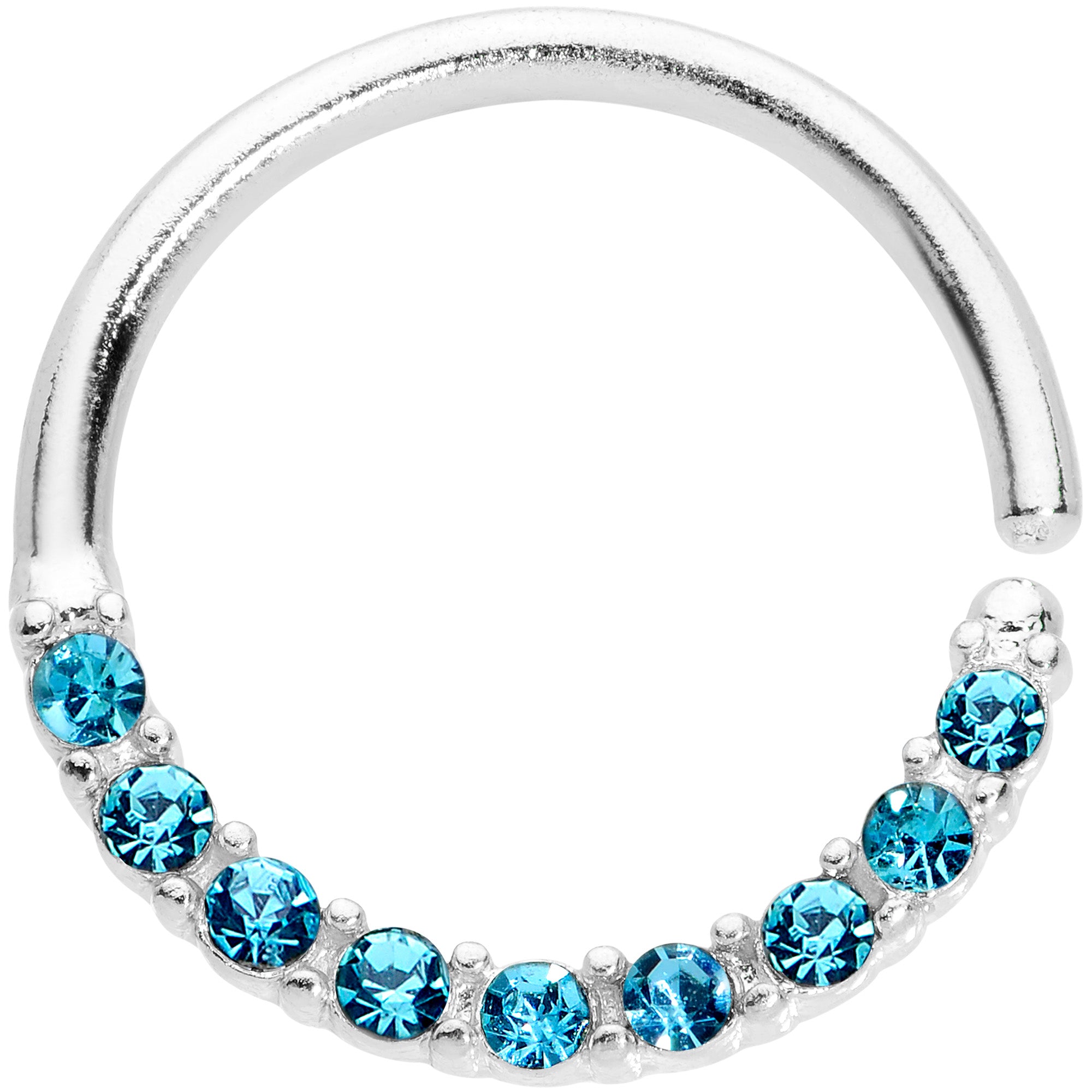 16G 3/8 Blue Gem Simple Elegance Seamless Circular Ring