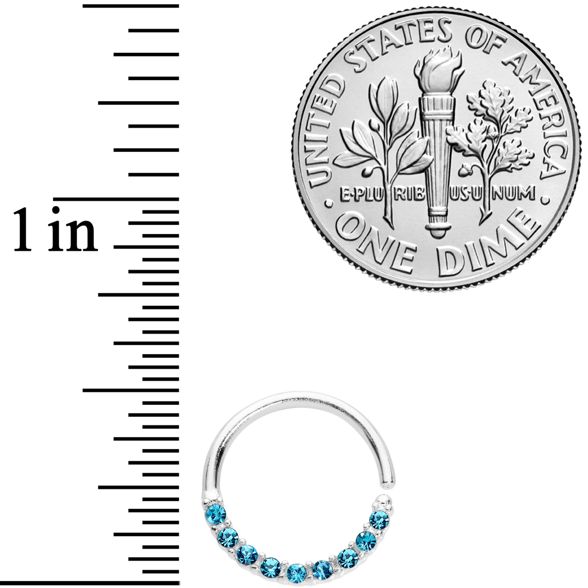 16G 3/8 Blue Gem Simple Elegance Seamless Circular Ring