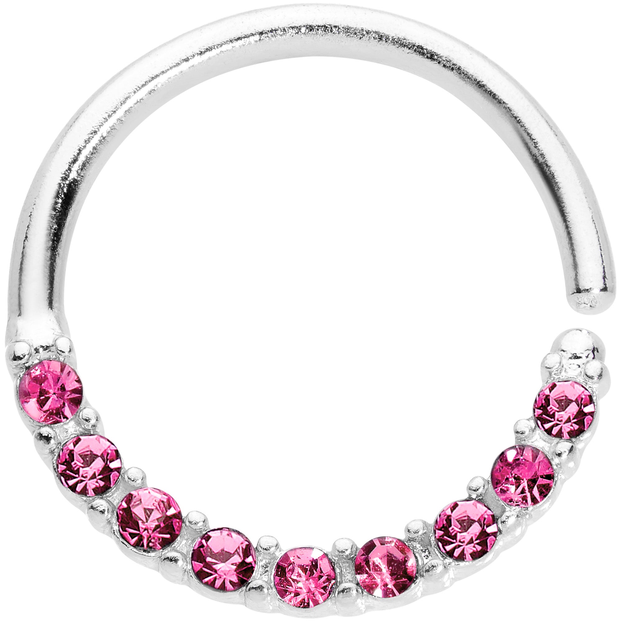 16G 3/8 Pink Gem Simple Elegance Seamless Circular Ring