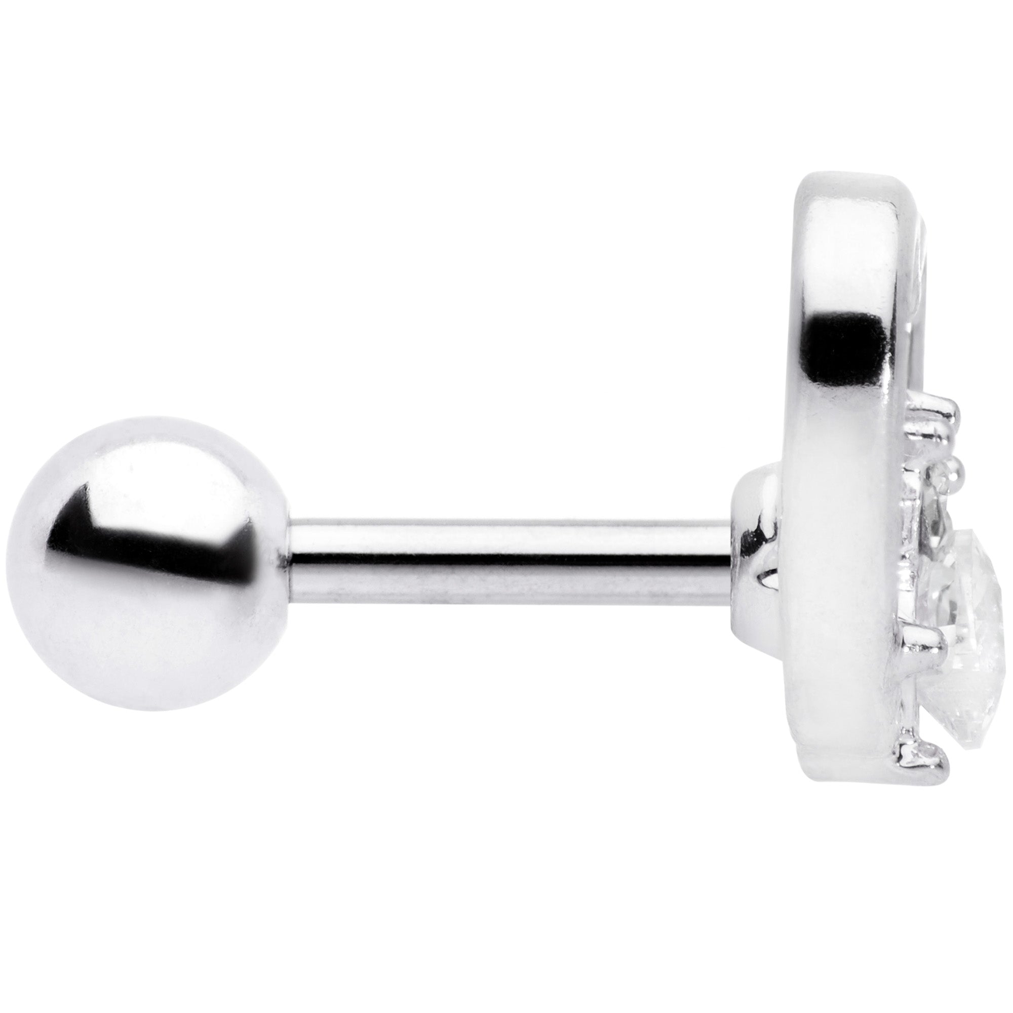 16G 1/4 Clear Gem Rose Flower Hollow Heart Cartilage Tragus