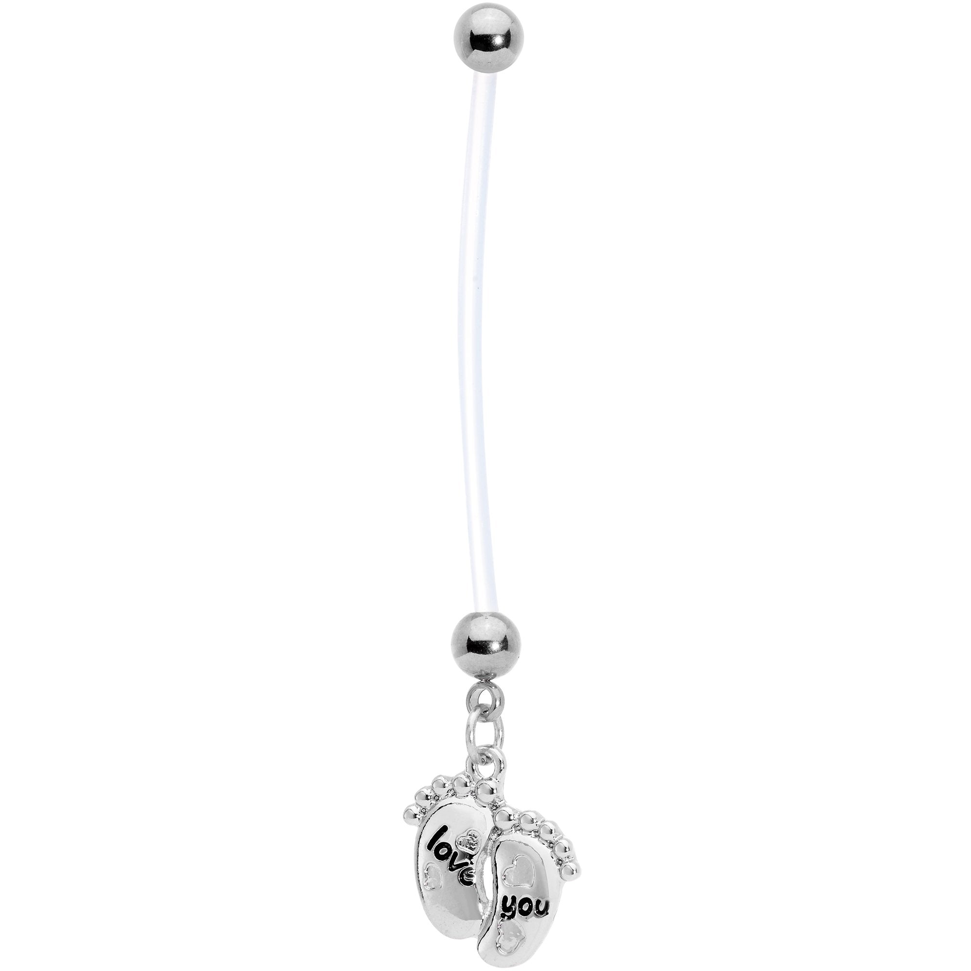 Love You Baby Feet Dangle Pregnancy Belly Ring