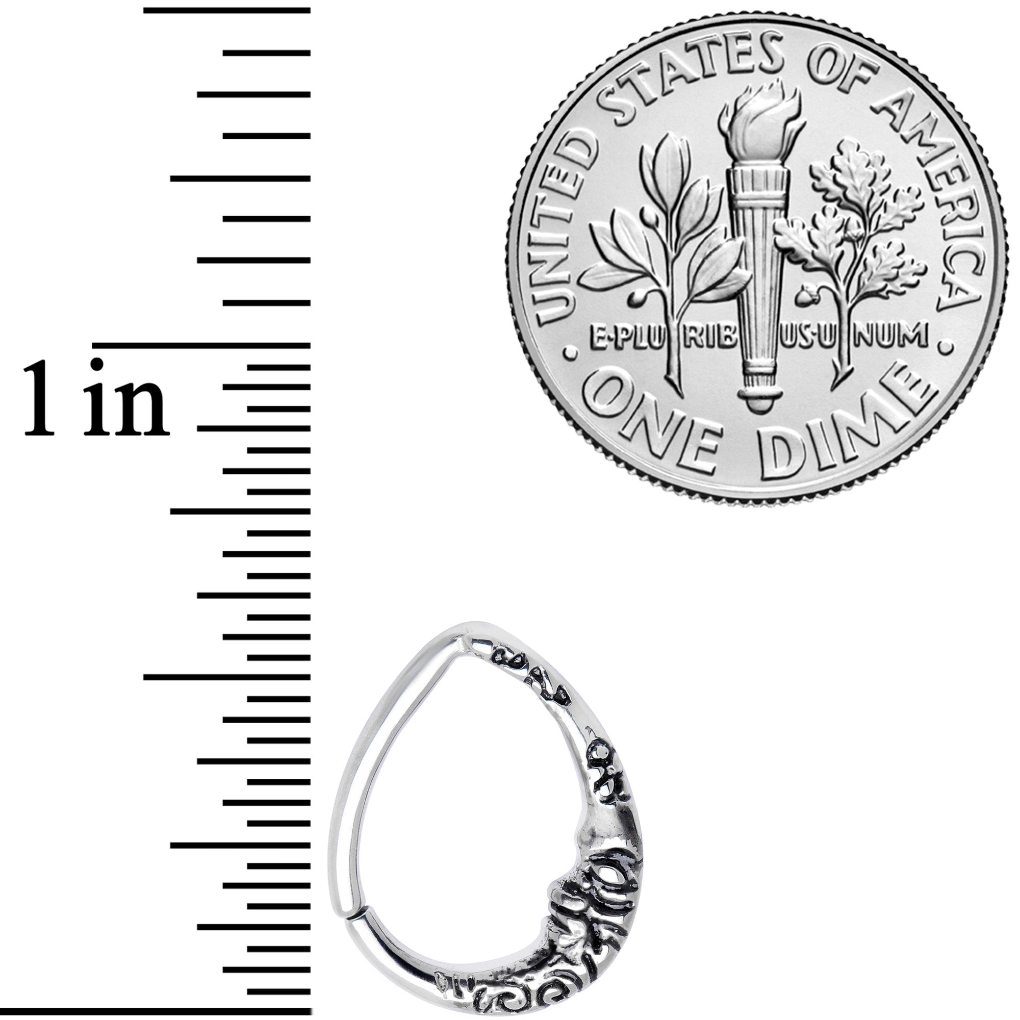 16G 1/2 Man in the Crescent Moon Teardrop Closure Ring